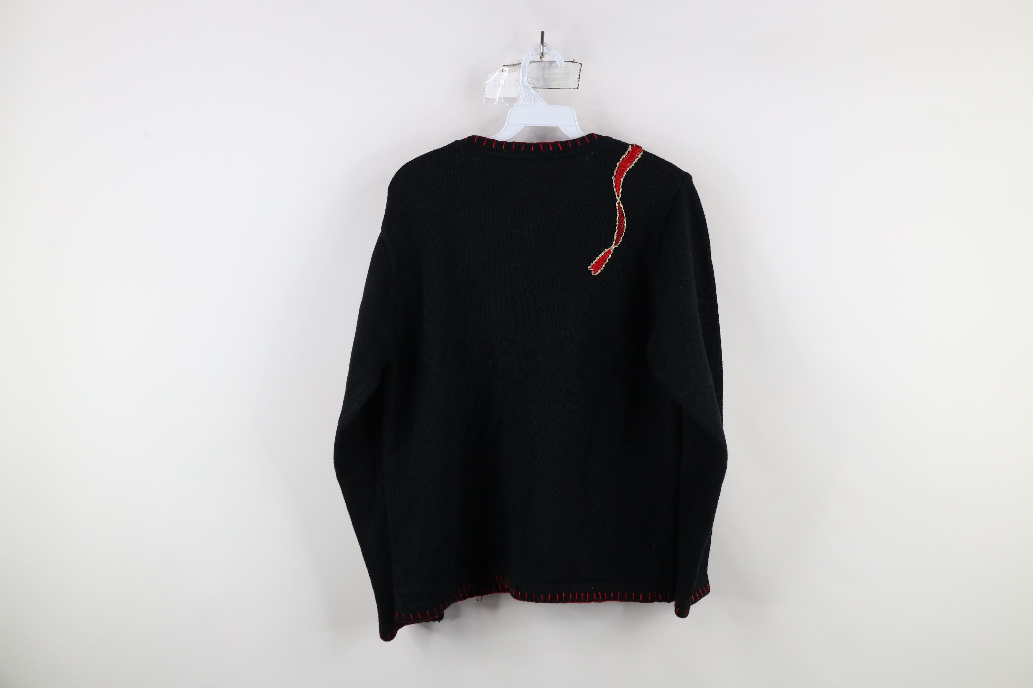 Vintage Vintage 90s Cat Kitten Stocking Beaded Knit Sweater Black Size S / US 4 / IT 40 - 13 Thumbnail