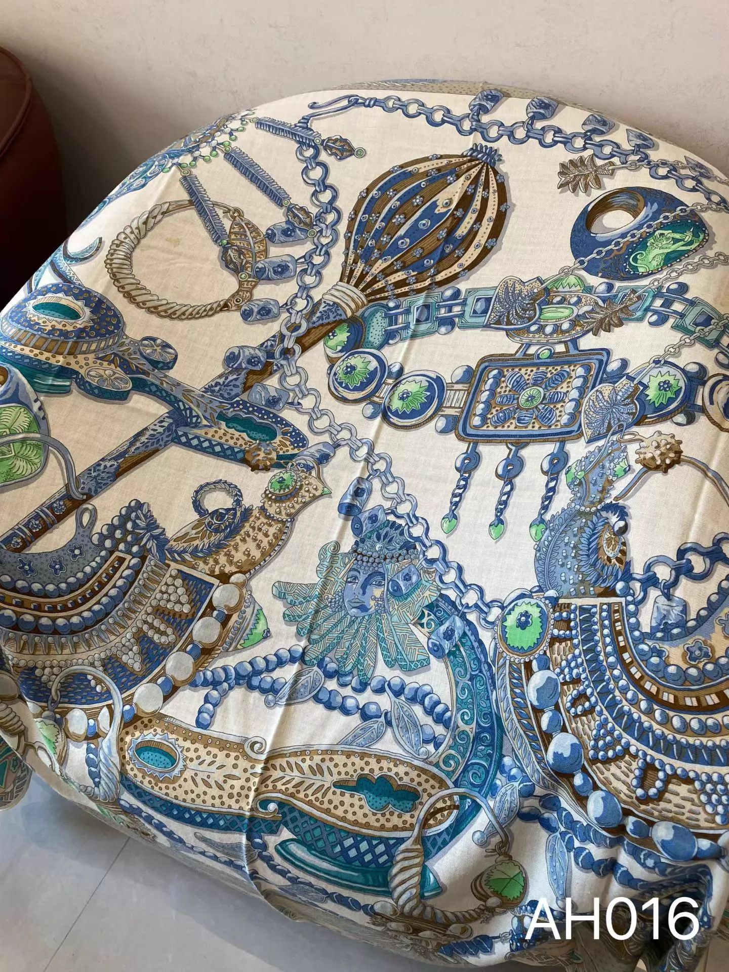 Hermes Hermes Blue & White Jewelry Scarf 140x140 LN AH016 Size ONE SIZE - 6 Thumbnail