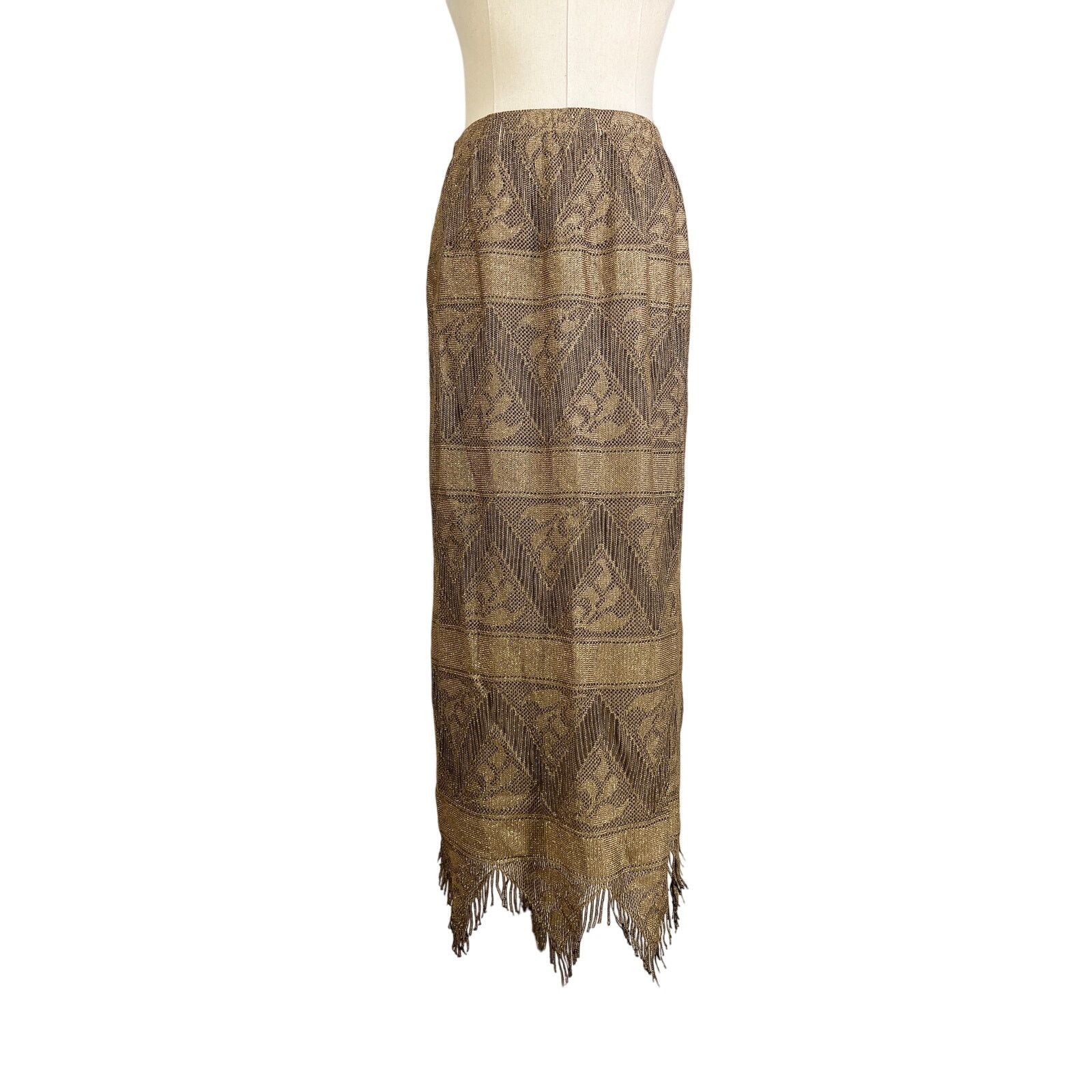 Vintage Vintage Damianou Gold Metallic Fringe 2 Piece Skirt Set Size M / US 6-8 / IT 42-44 - 9 Thumbnail