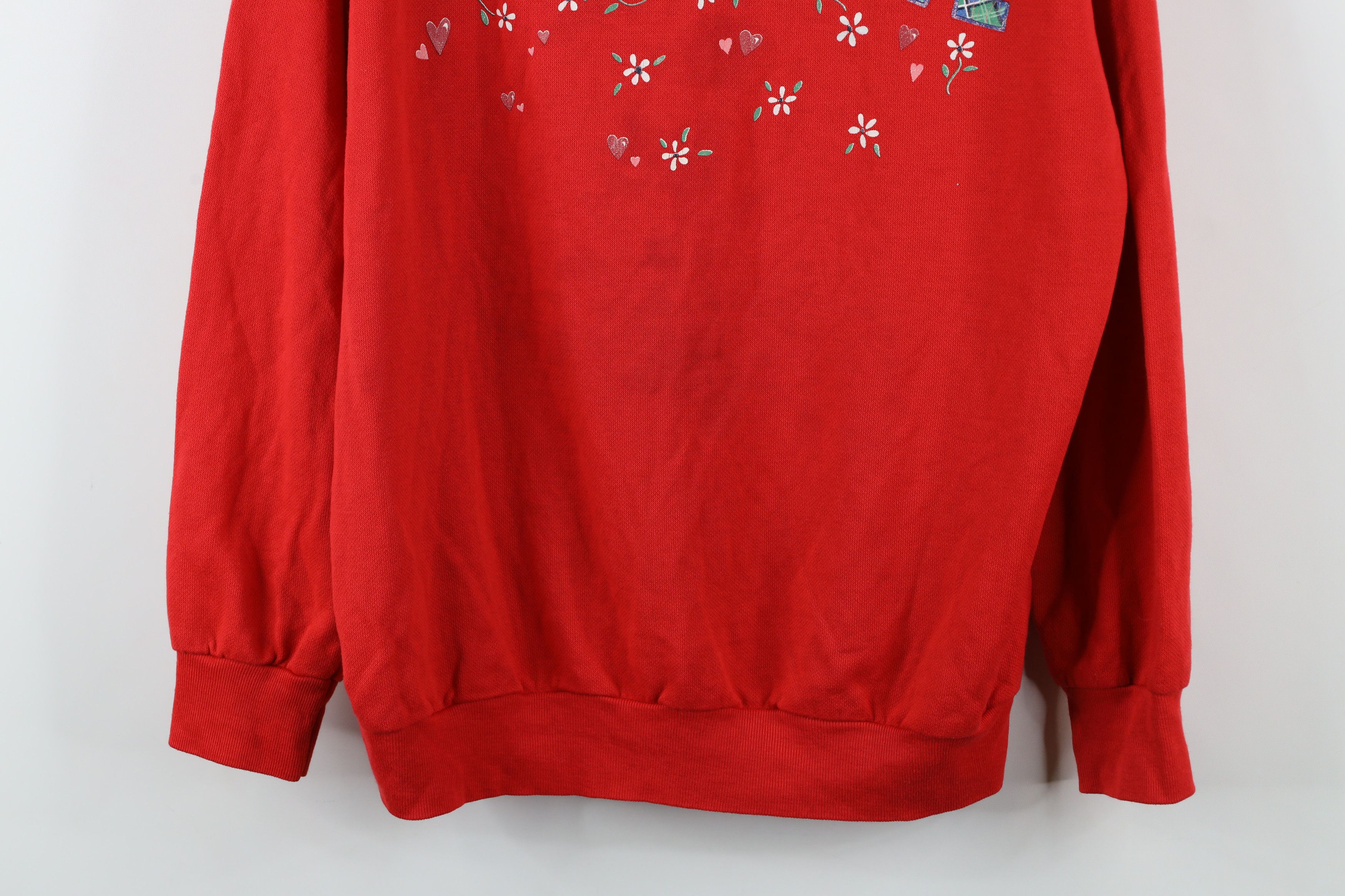 Vintage Vintage 90s Streetwear Grandma Flower Heart Sweatshirt USA Size L / US 10 / IT 46 - 3 Thumbnail