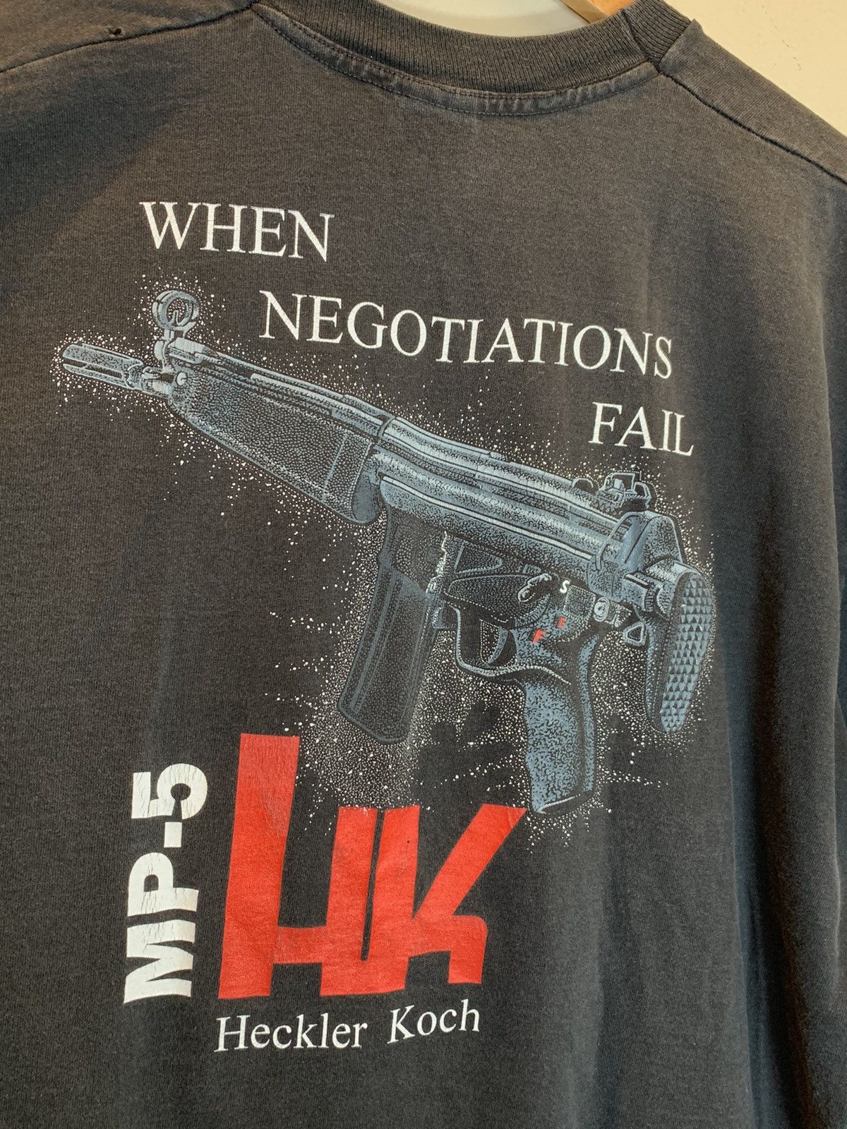 Vintage *RARE* Vintage H&K MP-5 Heckler Koch Negotiations Fail Shirt Size US XL / EU 56 / 4 - 3 Thumbnail