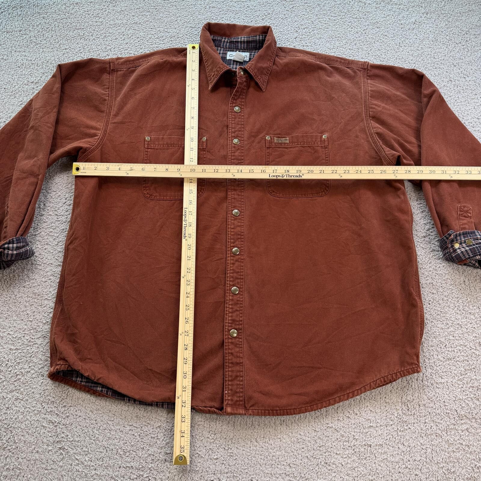 Carhartt Carhartt Flannel Lined Work Shirt Jacket Red Canvas 2XL Tall Size US XXL / EU 58 / 5 - 3 Thumbnail