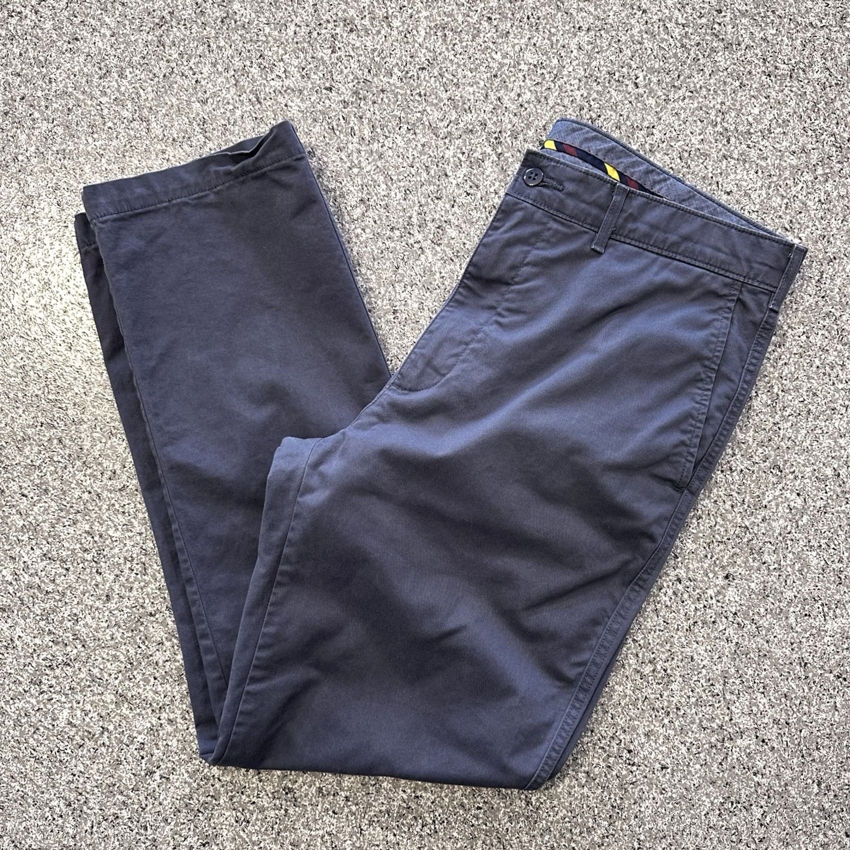 Cremieux Cremieux Pants Men 35x30 Blue Flat Front Chino Stretch Slim Relaxed Regular Trousers Size US 35 - 2 Thumbnail