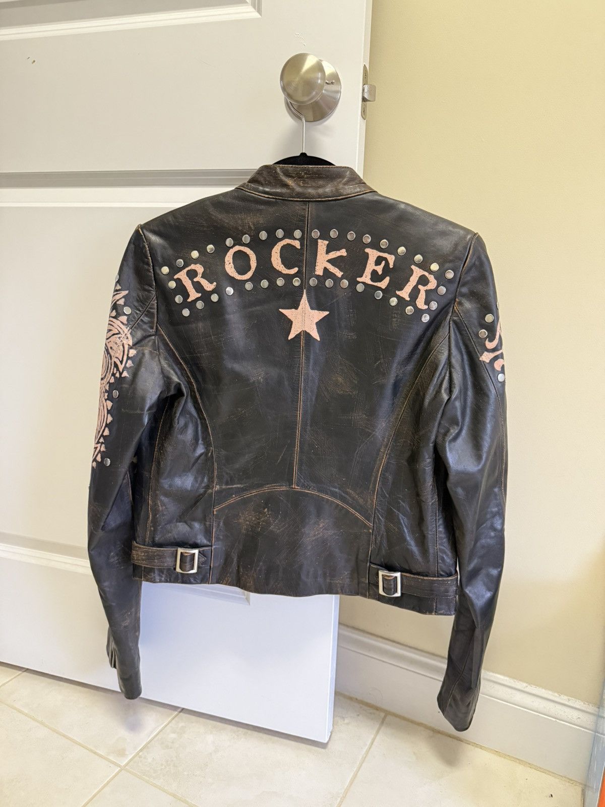 Christian Audigier × Ed Hardy × Japanese Brand japanese archive studded leather jacket Size S / US 4 / IT 40 - 2 Thumbnail