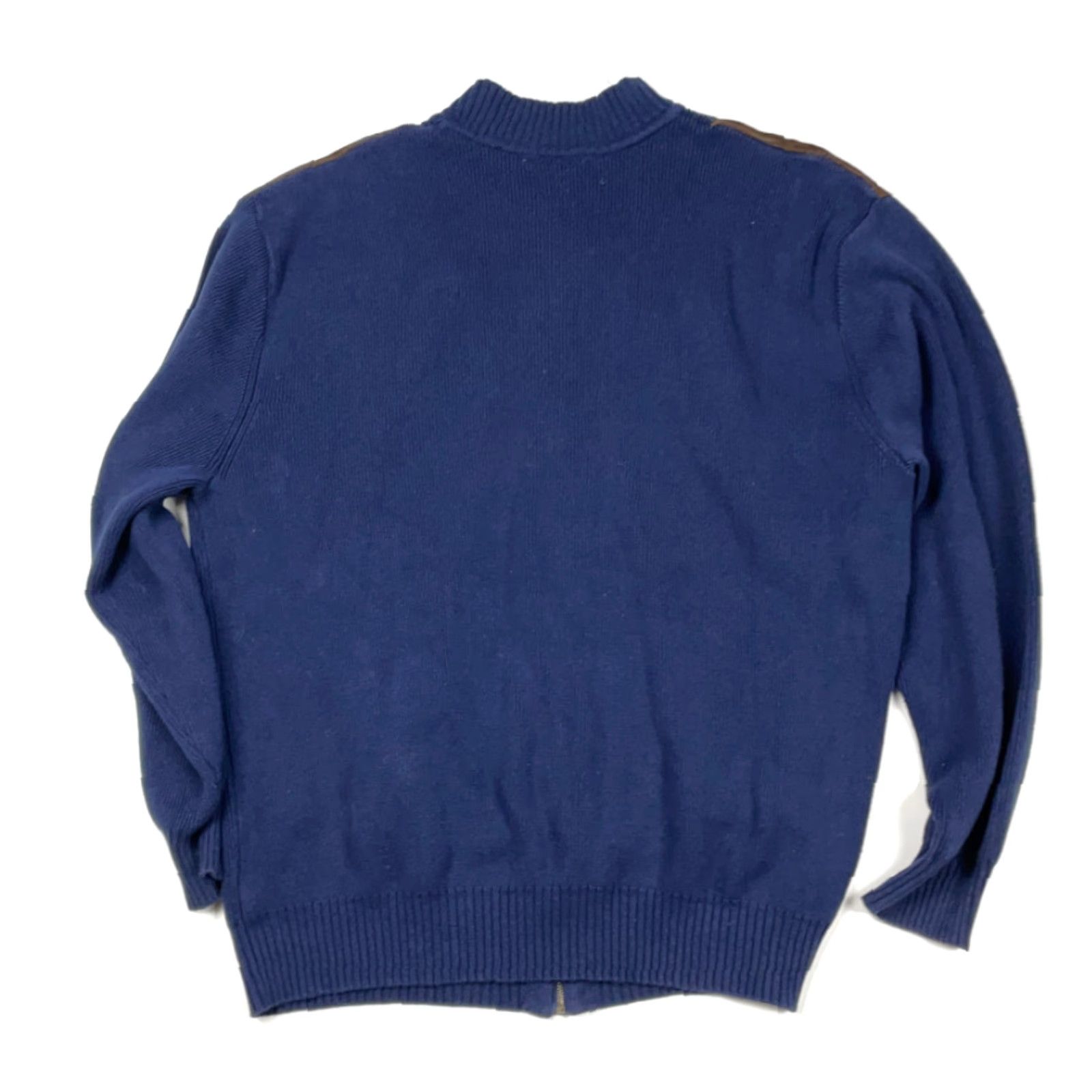Vintage Boulder Creek Navy Blue Full-Zip Sweater Heavyweight Faux Suede Patches 2XL Size US XXL / EU 58 / 5 - 2 Thumbnail