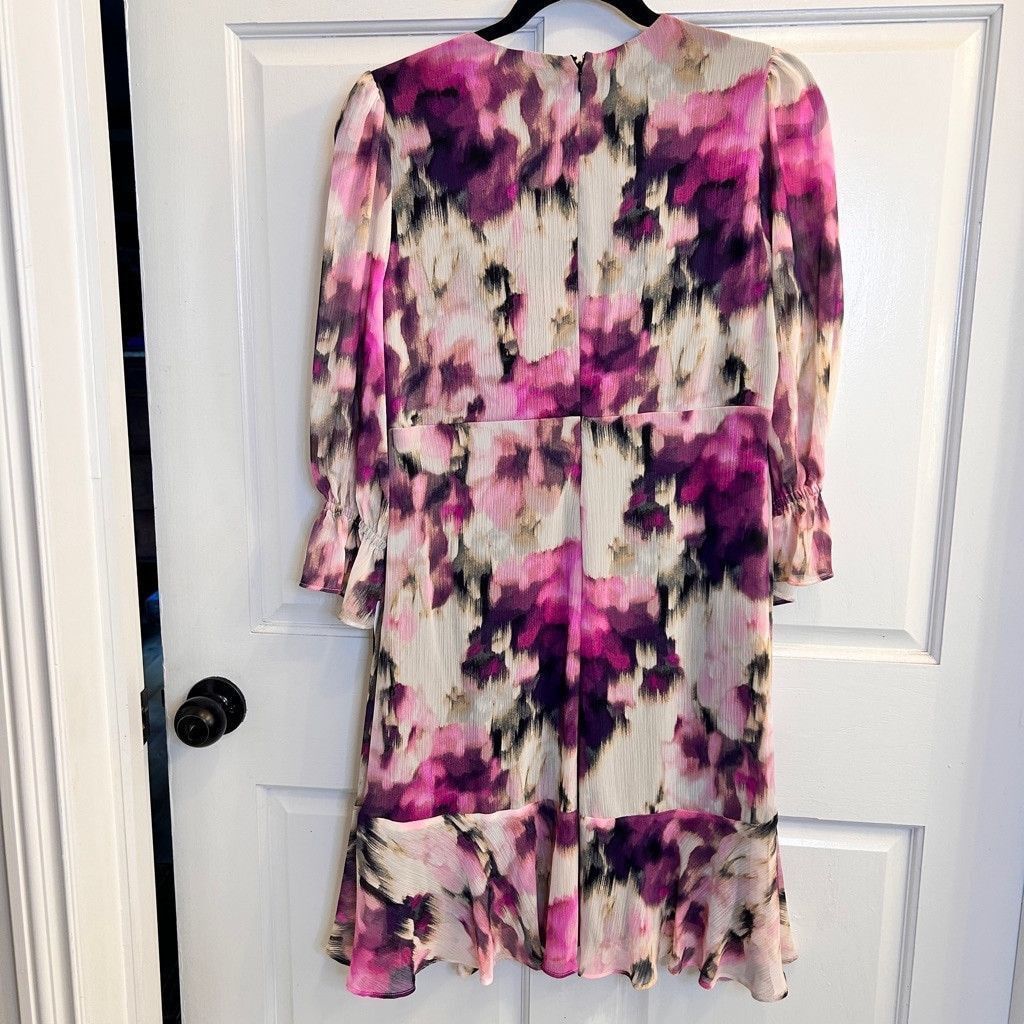 DKNY Women's DKNY Dress Size 4 White Purple Floral Print Size S / US 4 / IT 40 - 2 Thumbnail
