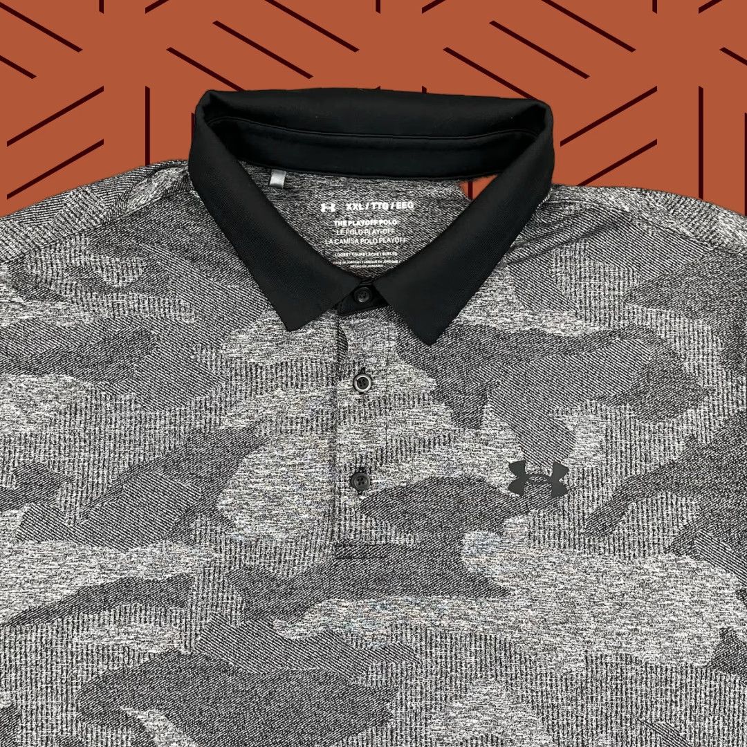 Under Armour Under Armour Playoff Polo Shirt Mens 2XL Gray Camo Performance Golf Stretch Size US XXL / EU 58 / 5 - 1 Thumbnail