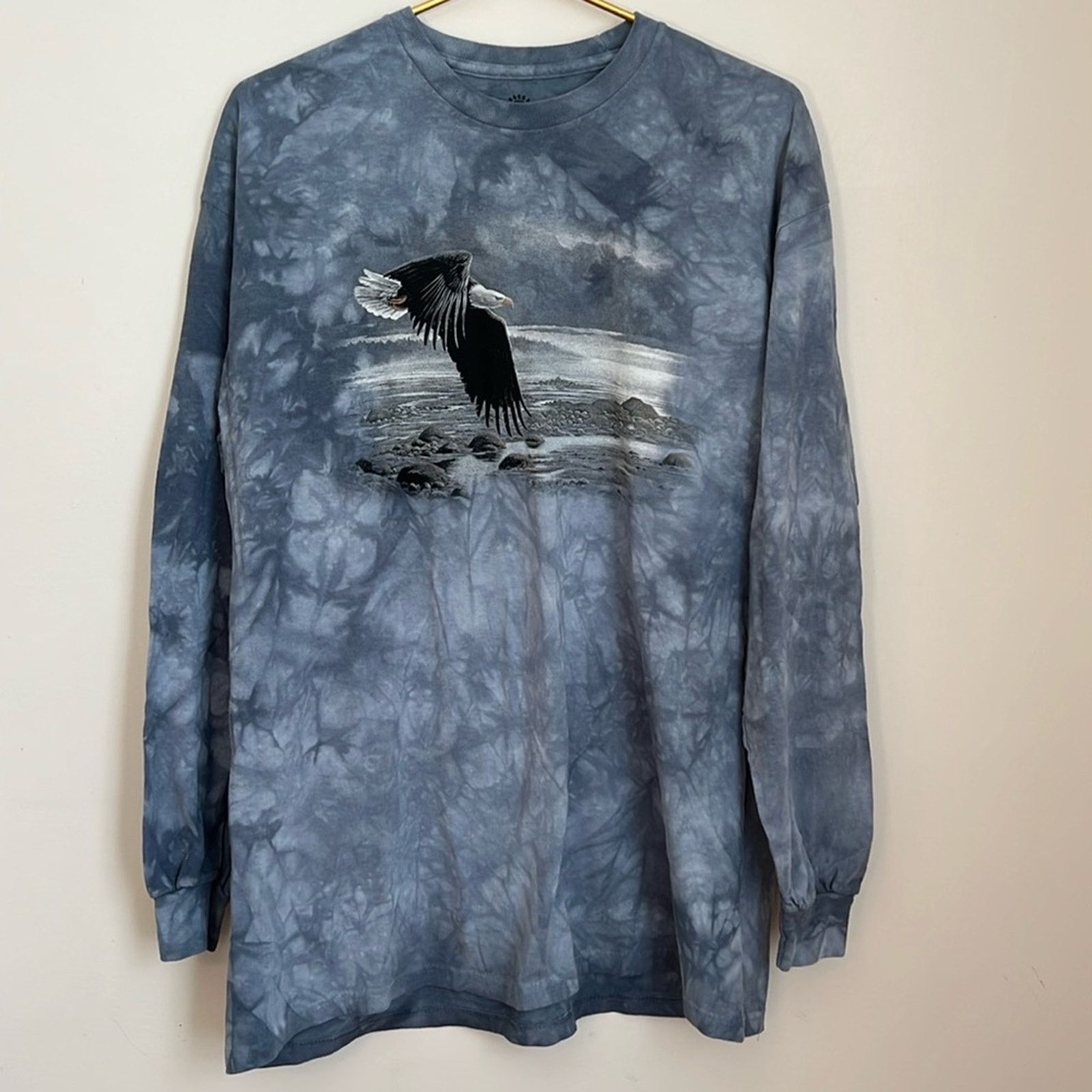 The Mountain The Mountain Gray Tie Dye Eagle Print Long Sleeve Tee Shirt Size US XL / EU 56 / 4 - 1 Thumbnail