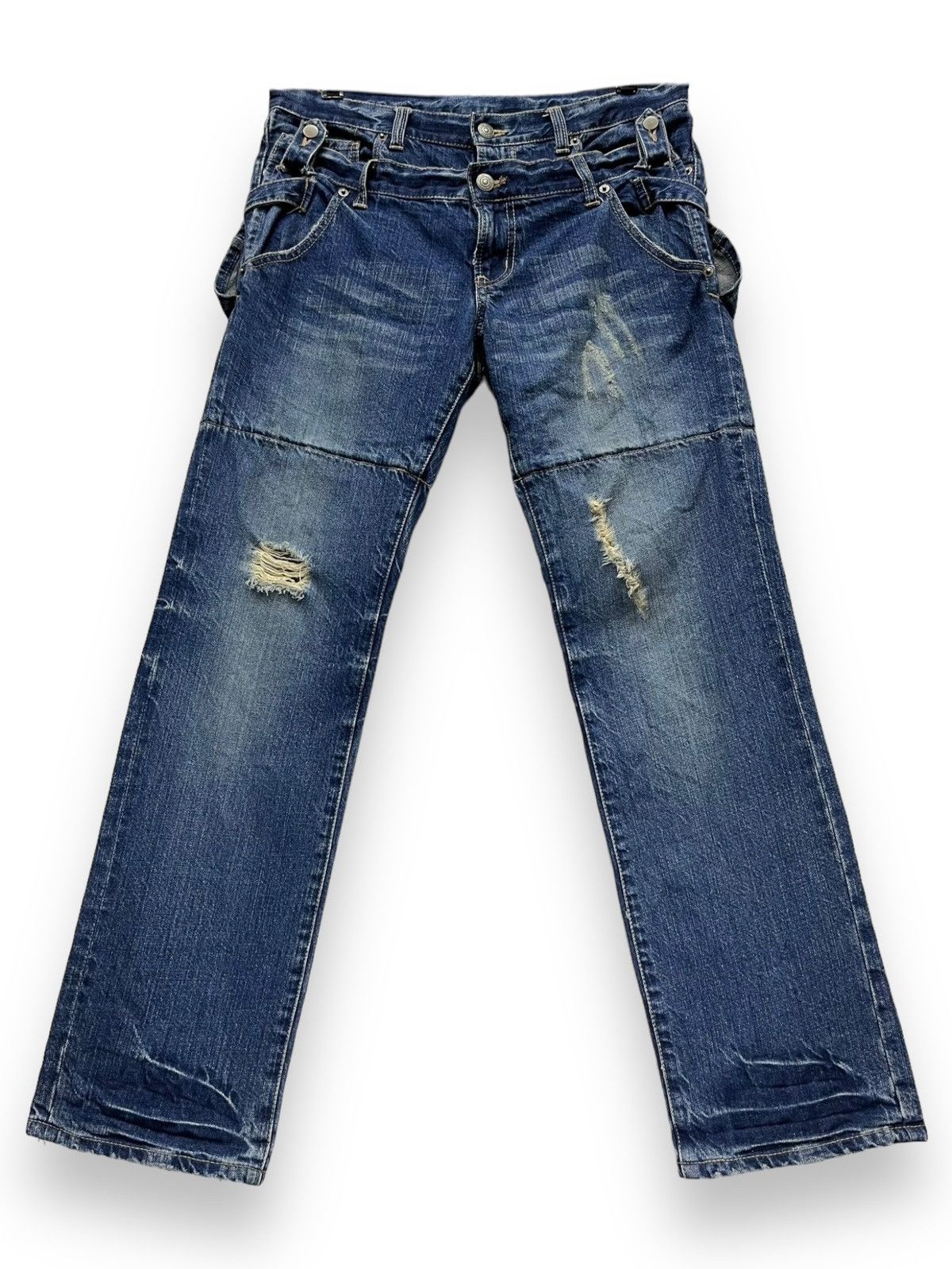 Le Grande Bleu (L.G.B.) × PPFM × Seditionaries FYE RARE🔥PPFM Punk Real Double Waist Ripped Unique Design💥 Size US 31 - 5 Thumbnail