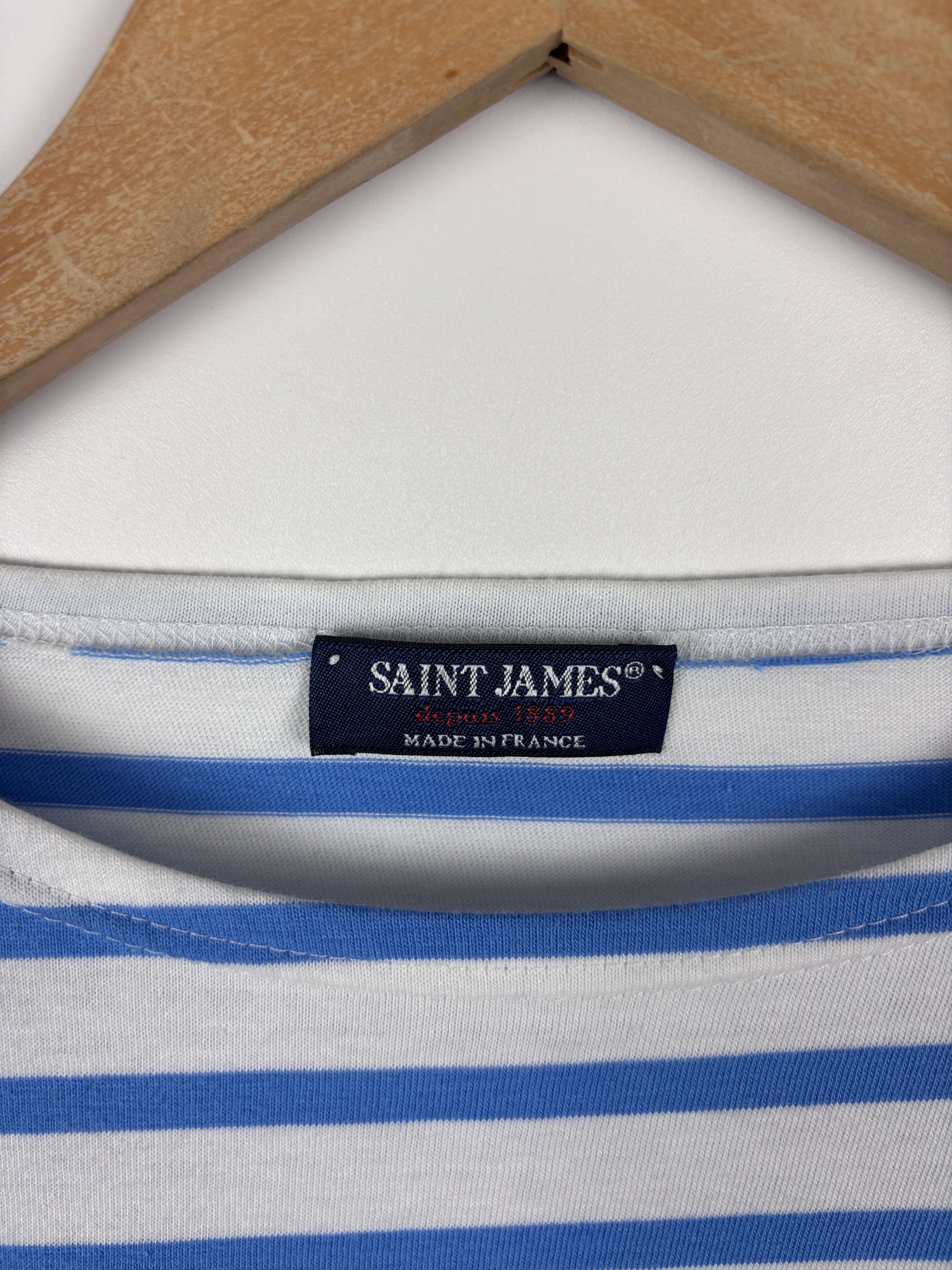 Saint James Saint James Striped 3/4 Sleeve Top Shirt White Blue S US 18 Size XXL / US 16-18 / IT 52-54 - 5 Thumbnail