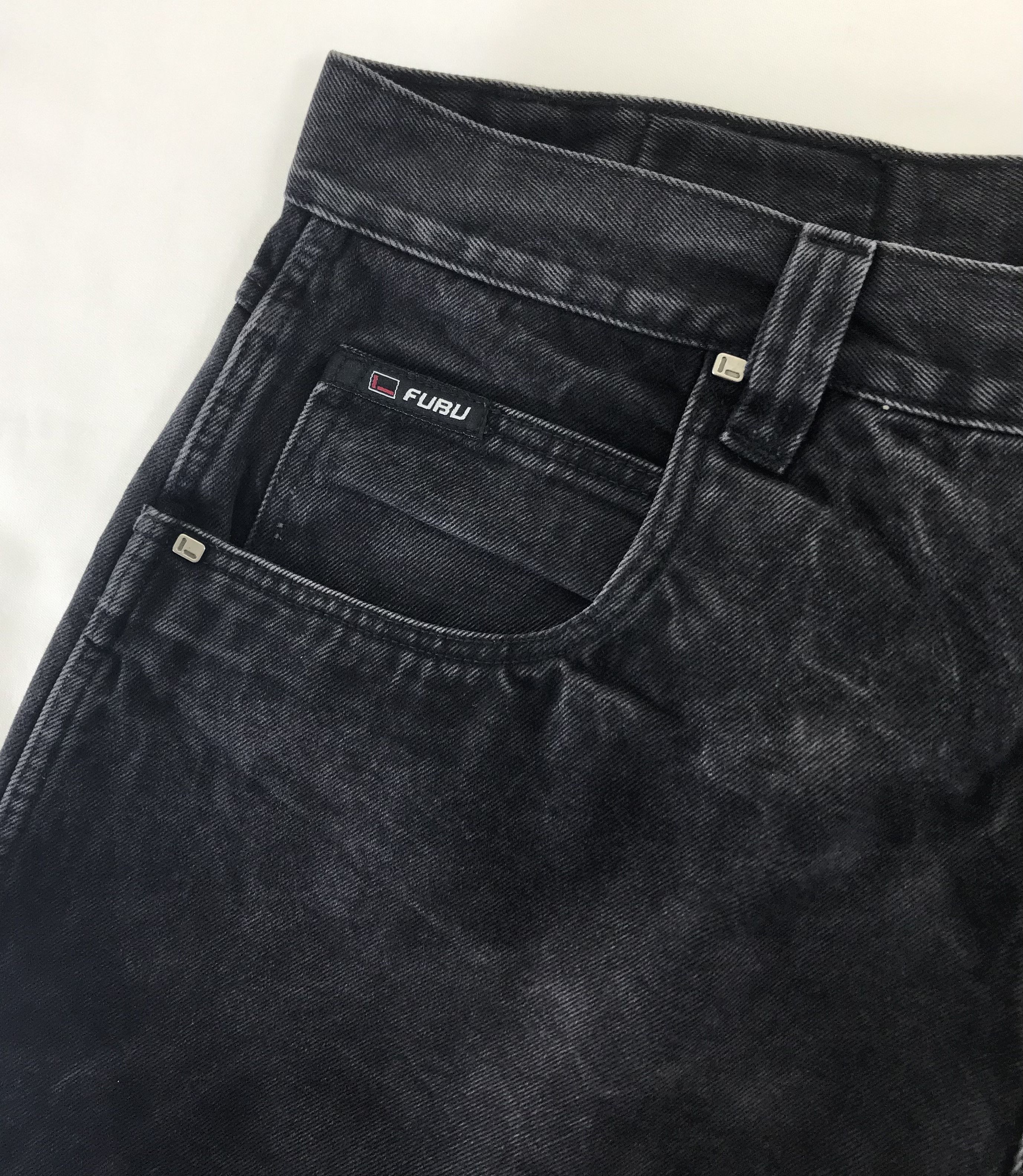 Fubu Vintage Fubu Faded Black Cargo Baggy Jeans Crazy Wide Denim Size US 38 / EU 54 - 12 Thumbnail