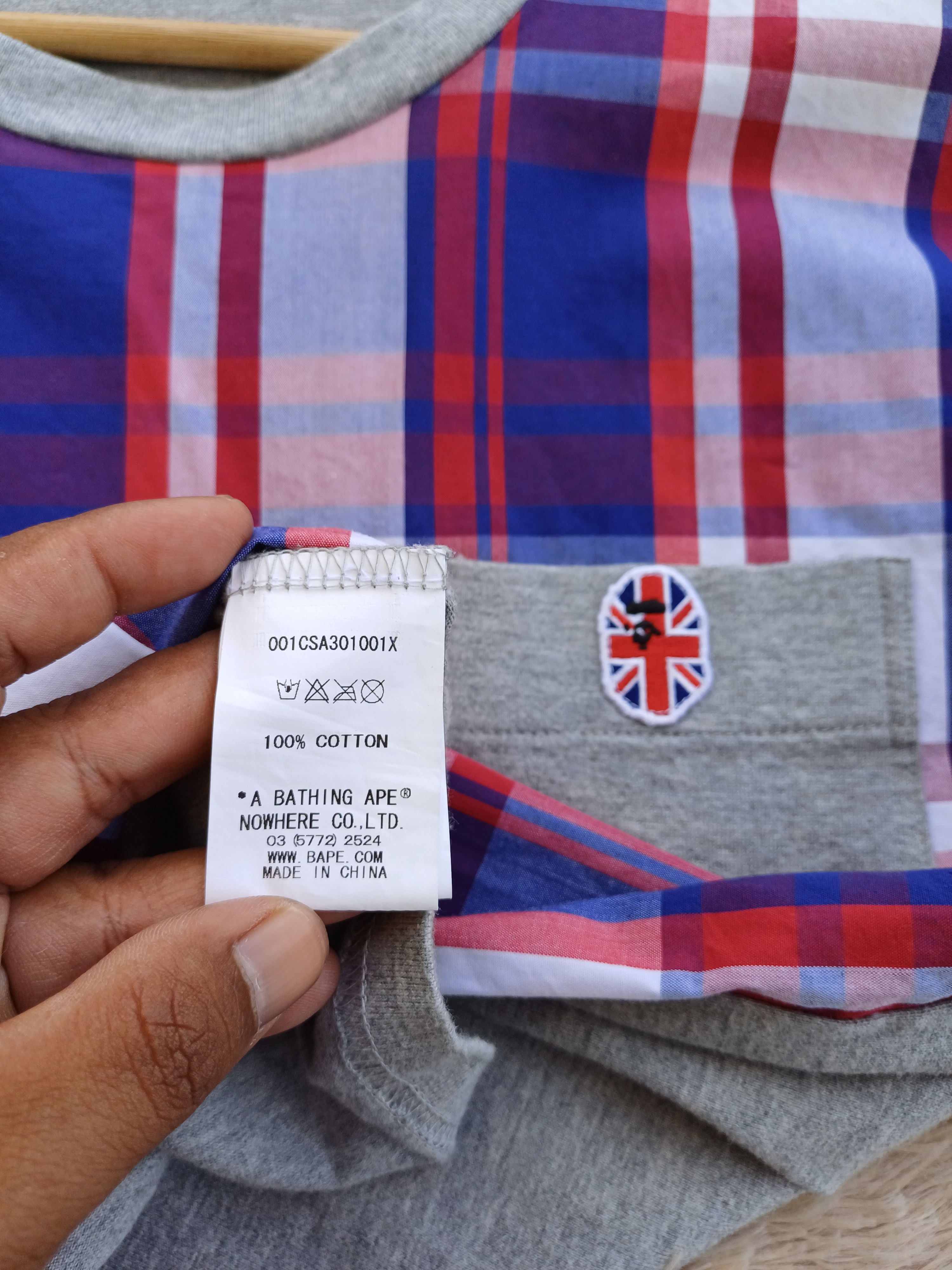 Bape Bape Check Union Jack Pocket Tee Size US S / EU 44-46 / 1 - 8 Thumbnail