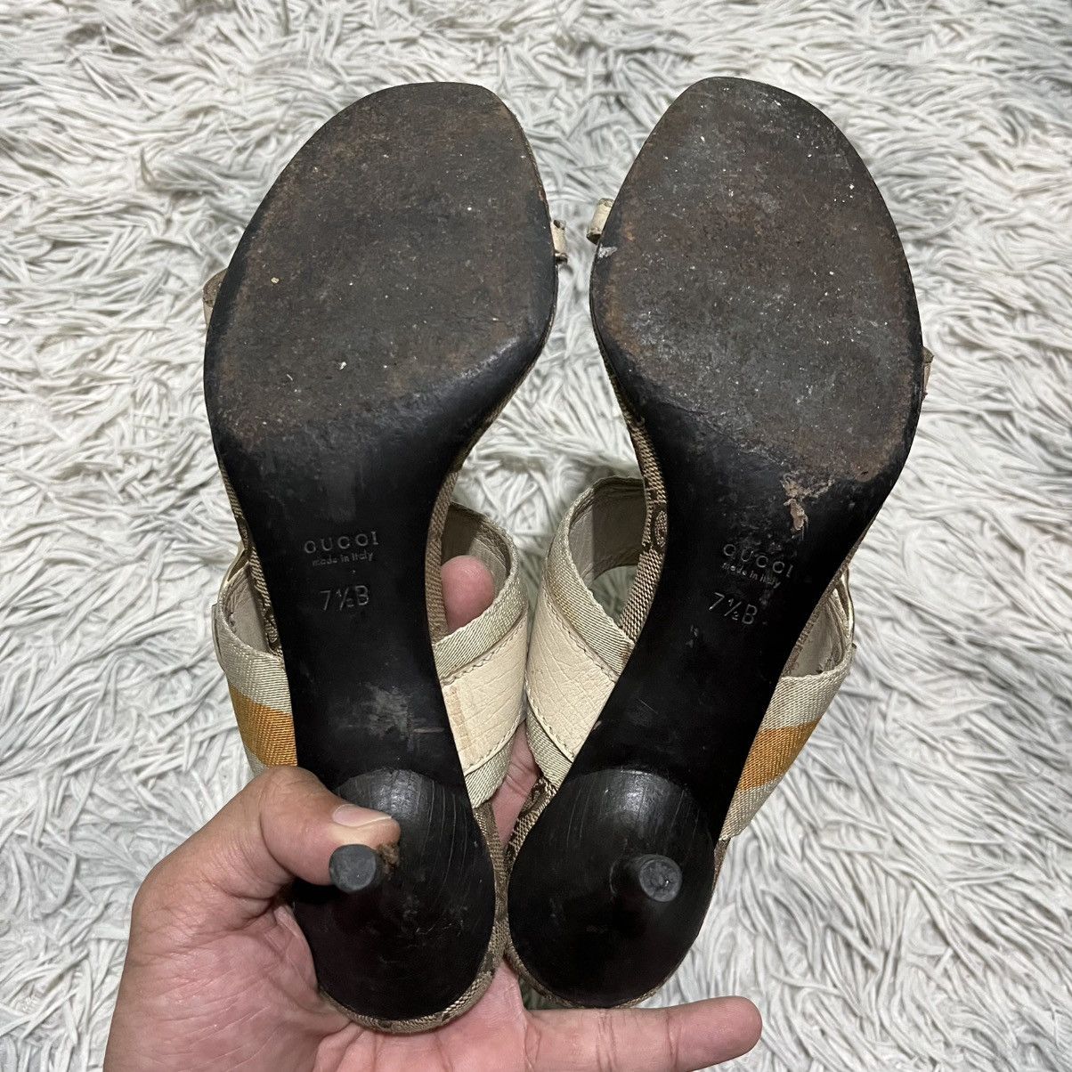 Gucci Vintage Gucci Horsebit Canvas GG Heels Size US 7.5 / IT 37.5 - 6 Thumbnail