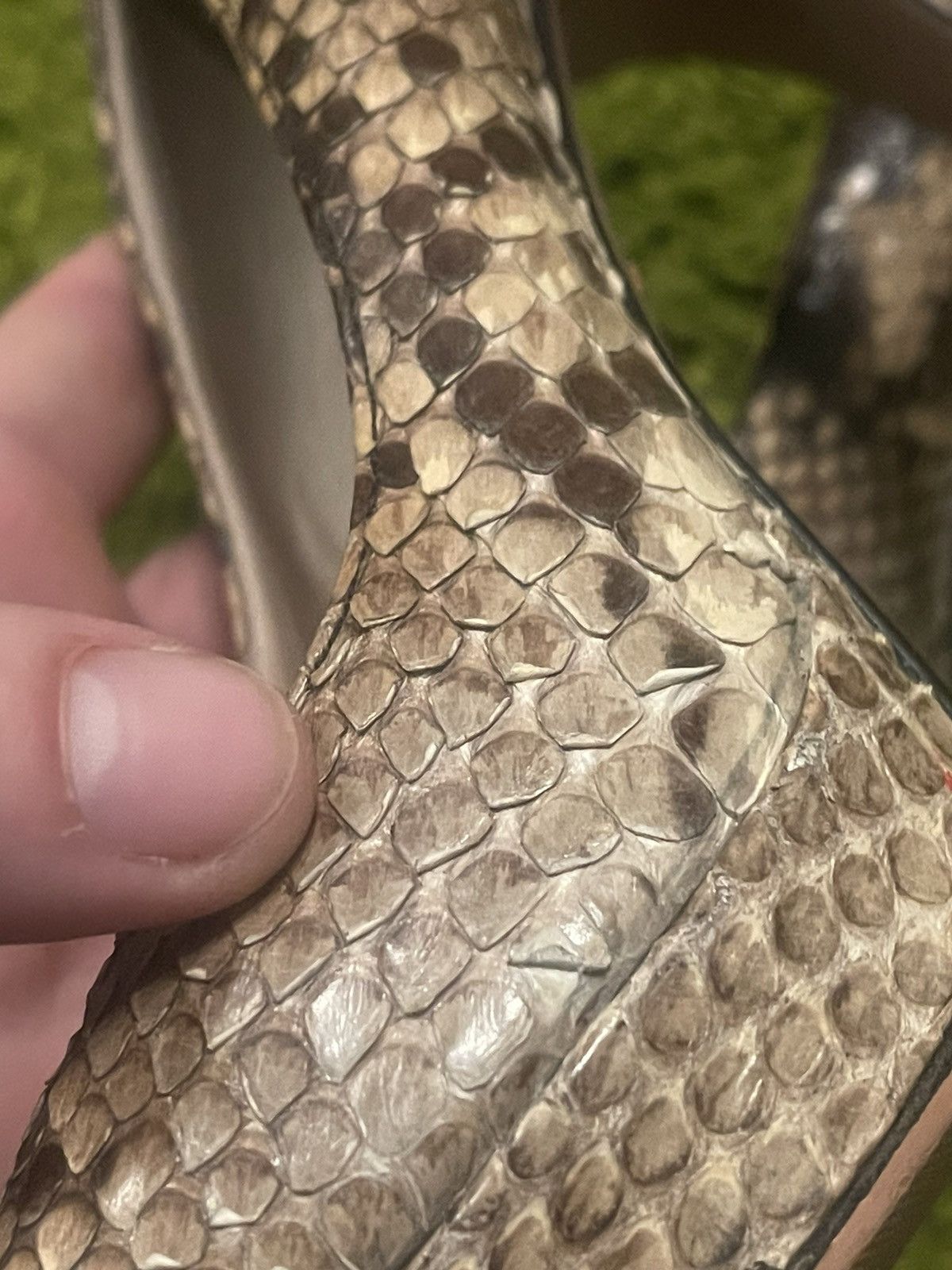 Designer × Prada Prada real phyton snakeskin open toe heels pumps Size US 8 / IT 38 - 7 Thumbnail