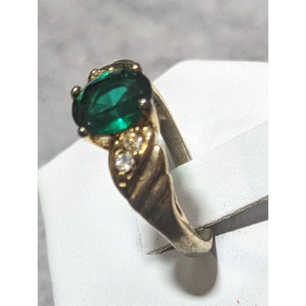 Other Elegant Mid Century Jewelry Concepts Gold Tone Ring With Gre Size ONE SIZE - 3 Thumbnail