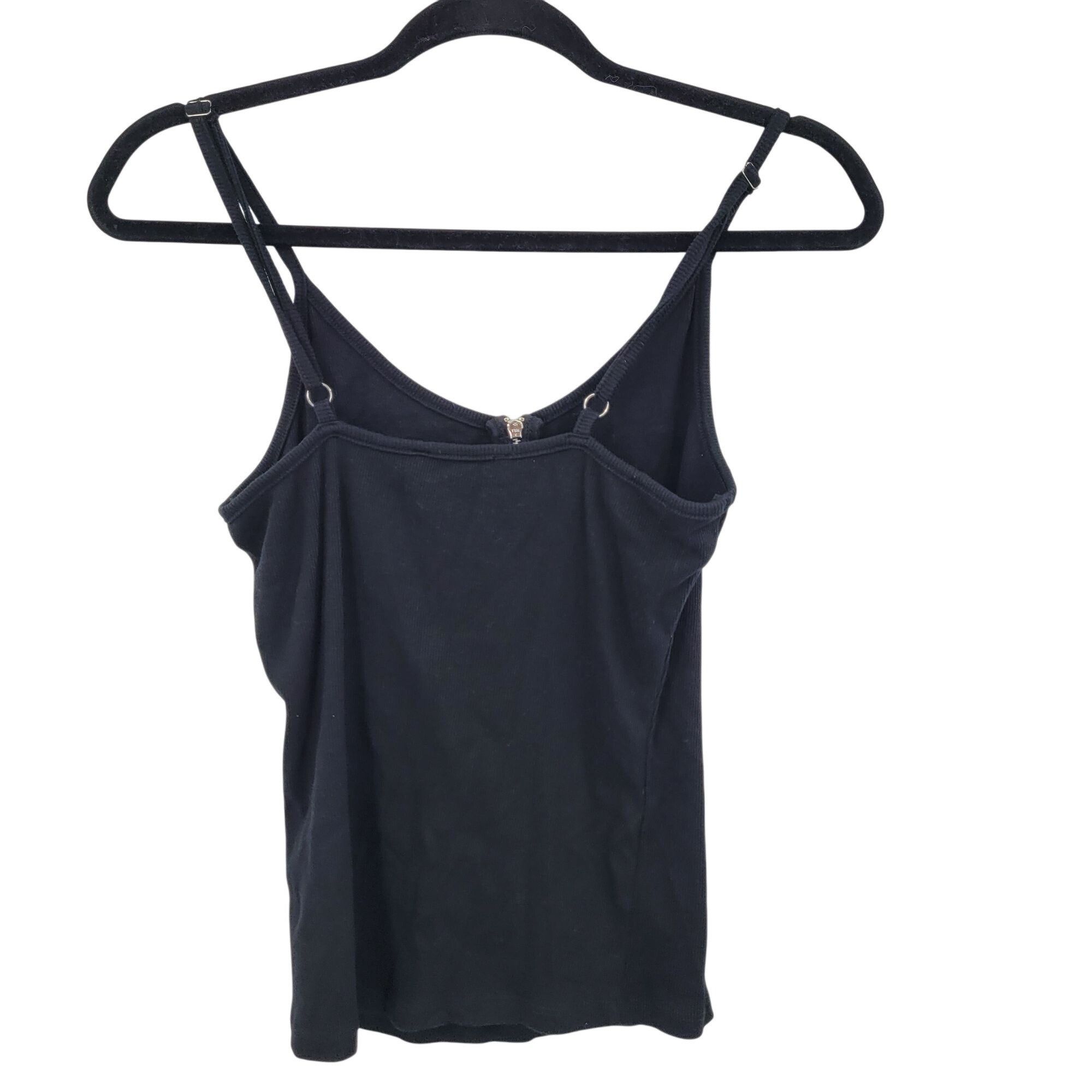 Guess 90s Guess Black Rib Knit Tank Top Zipper Detail Womens T-Shi Size M / US 6-8 / IT 42-44 - 4 Thumbnail