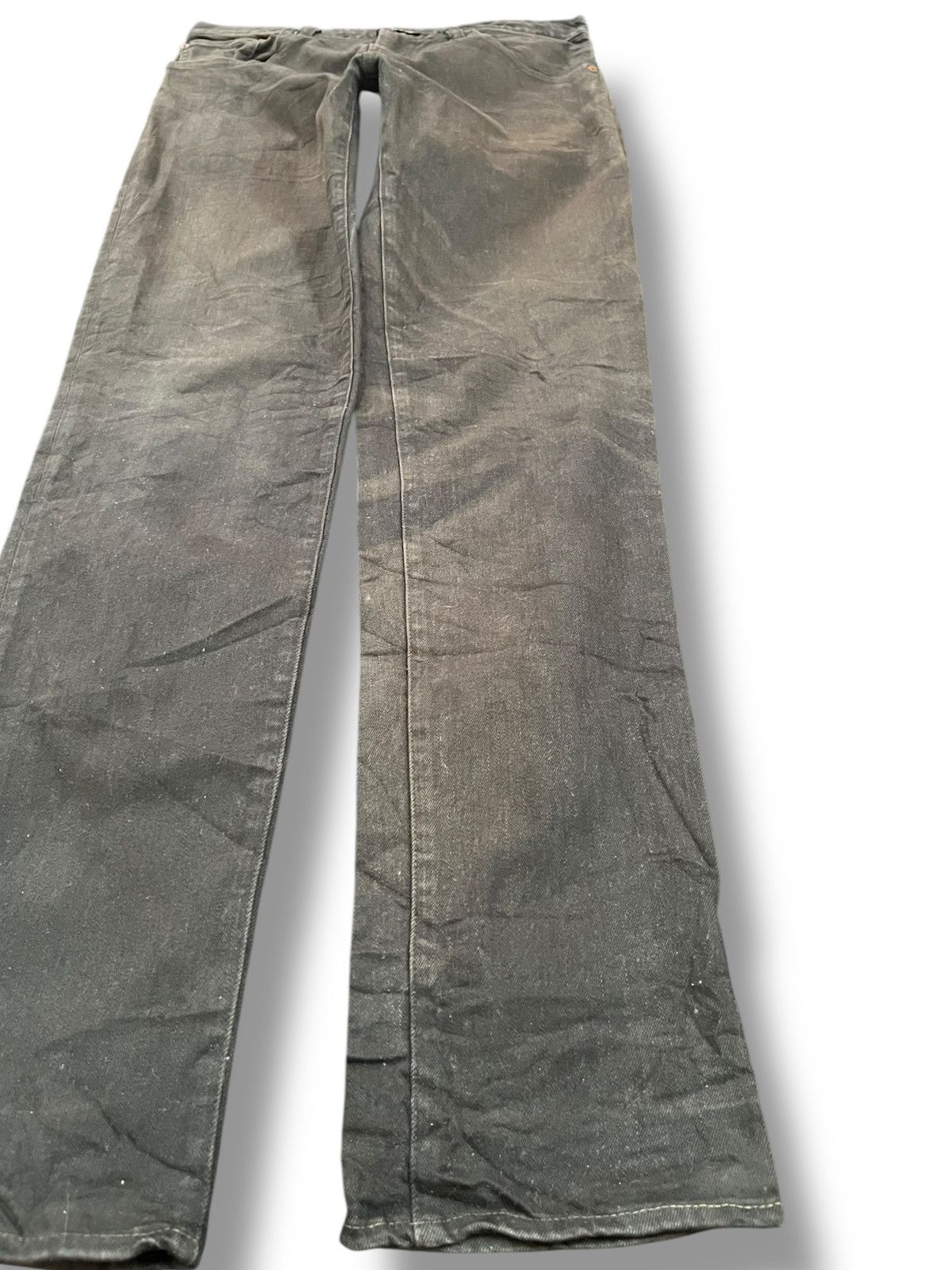 Johnbull × KMRii × KOJIMA GENES Vintage Johnbull Waxed Slim Fit Black Denim Size US 31 - 4 Thumbnail