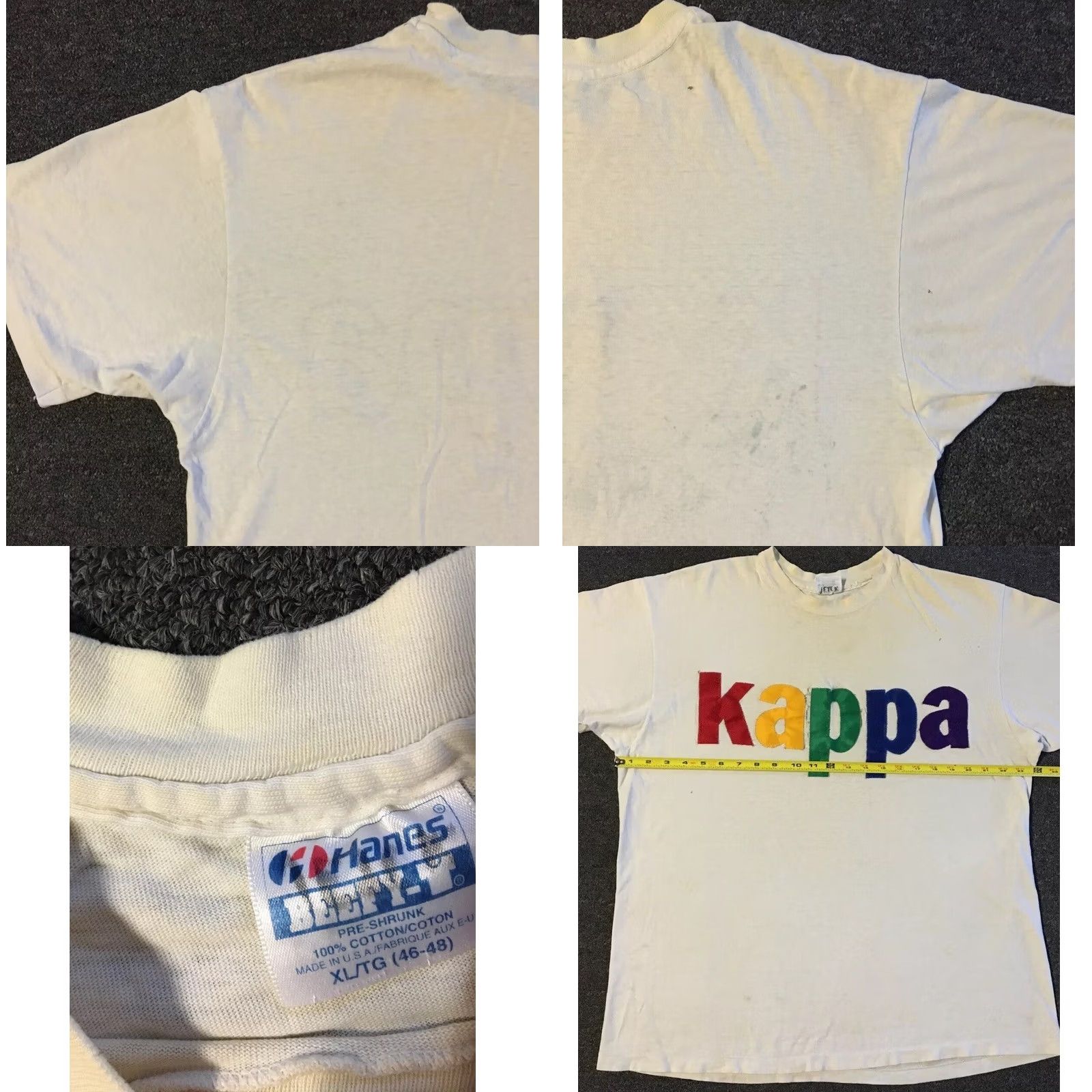 Kappa VINTAGE Kappa Thrashed Faded Distress Shirt XL White Men T-Shirt 90s College Fraternity Grunge Punk Graphic Tee Cap/Frat USA Made Single Stitch Size US XL / EU 56 / 4 - 11 Thumbnail