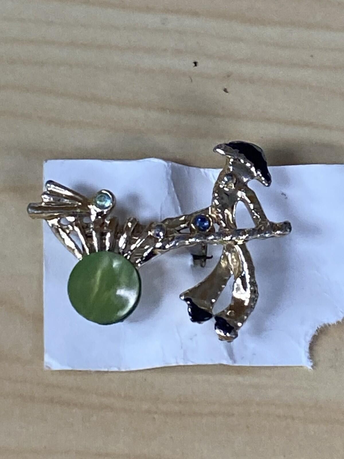 Other Estate Brooch Asian Oriental Rickshaw Enamel Rhinestone Gold Size ONE SIZE - 3 Thumbnail