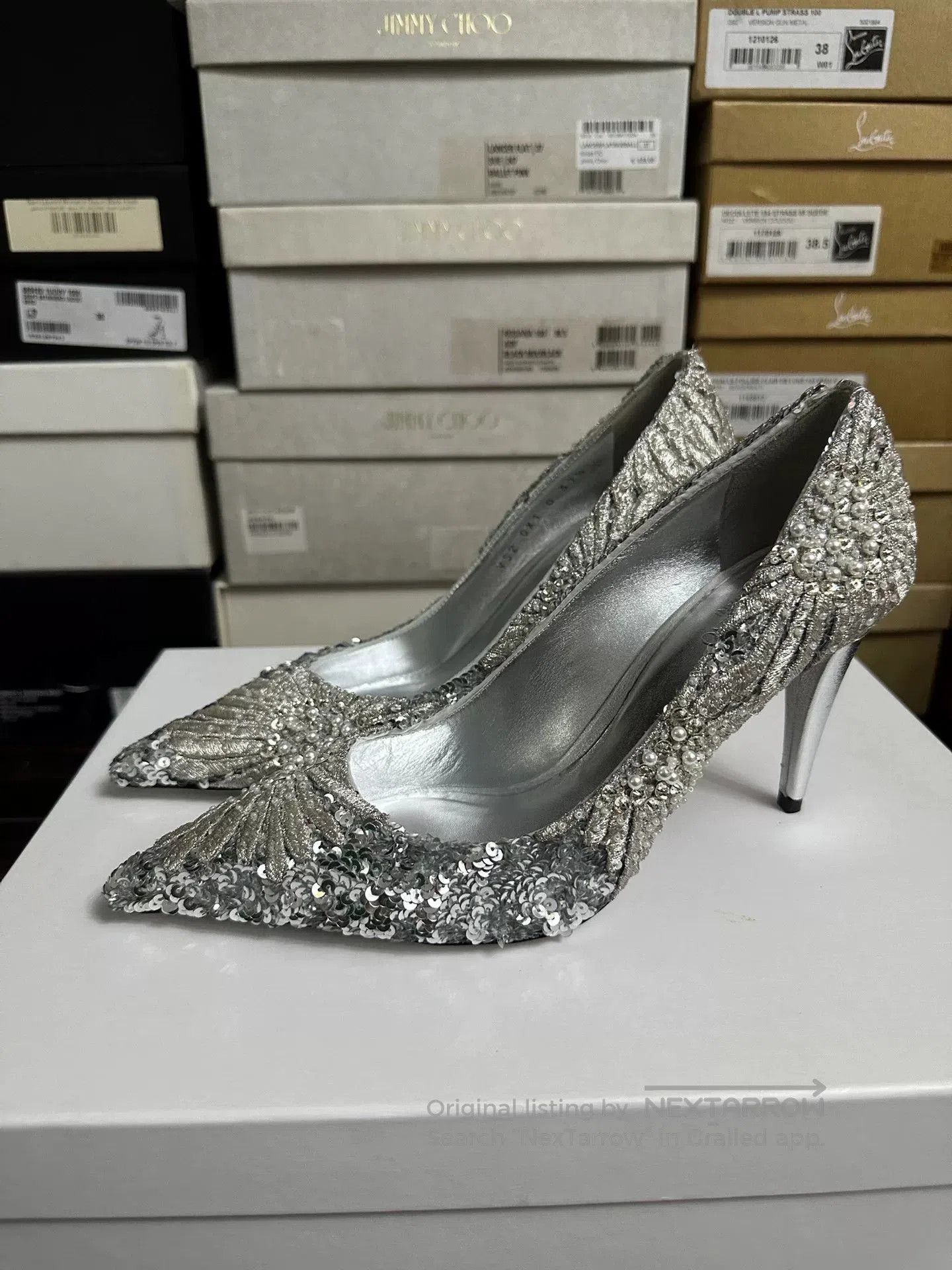 Valentino Valentino Silver Sequin High Heels. Size US 6.5 / IT 36.5 - 5 Thumbnail