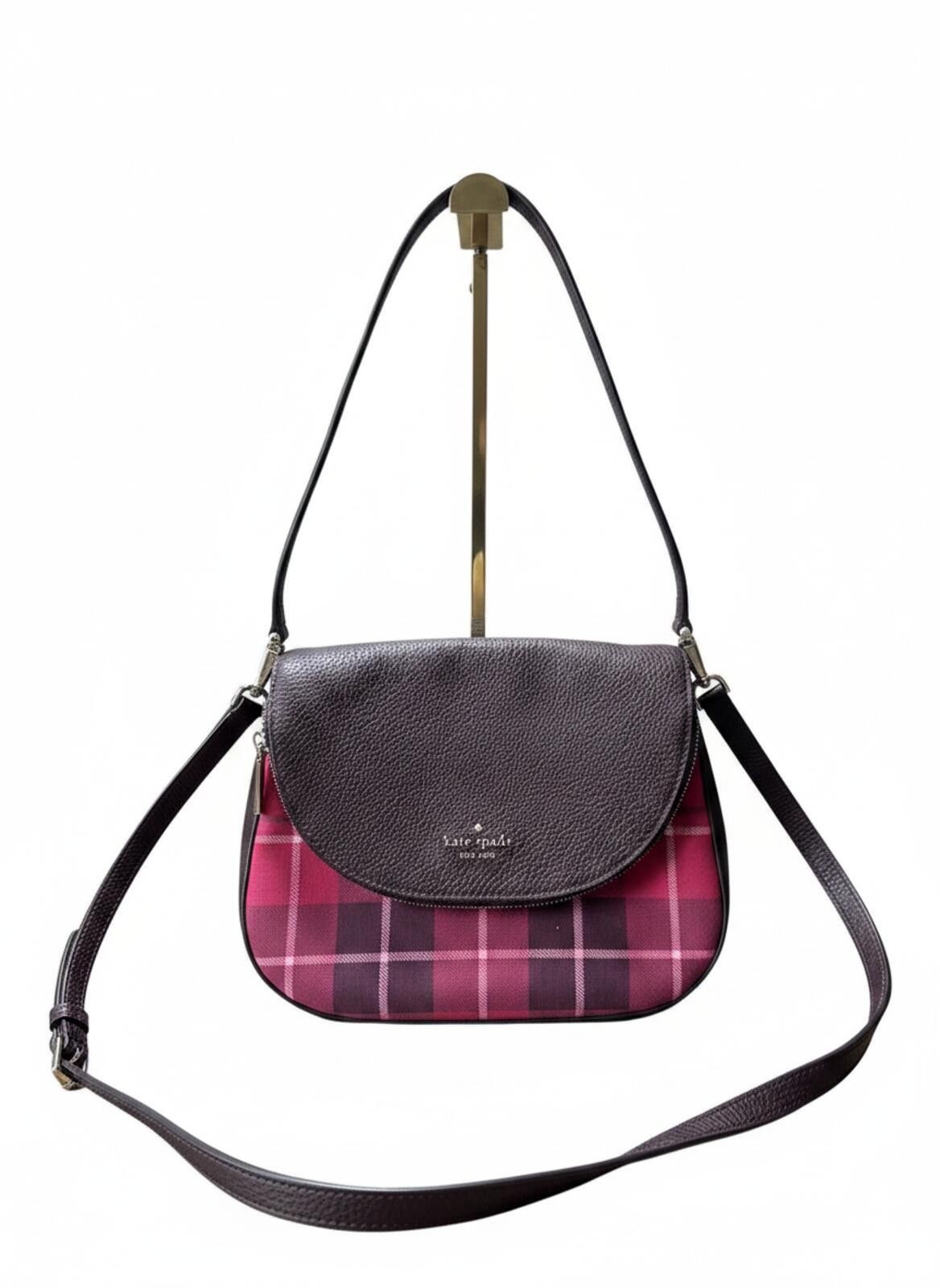 Other Kate Spade Crossbody Bag with Pink Plaid Pattern and Brown P Size ONE SIZE - 1 Thumbnail