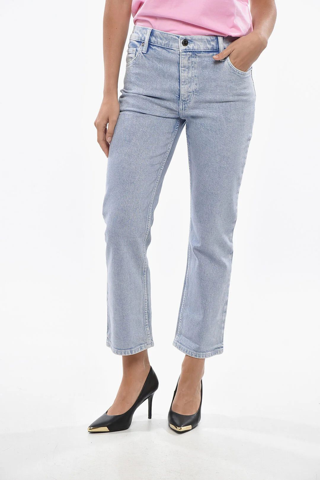 Tory Burch og1mm0426 Acid-Wash Flare Jeans in Blue Size 27" / US 4 / IT 40 - 1 Thumbnail