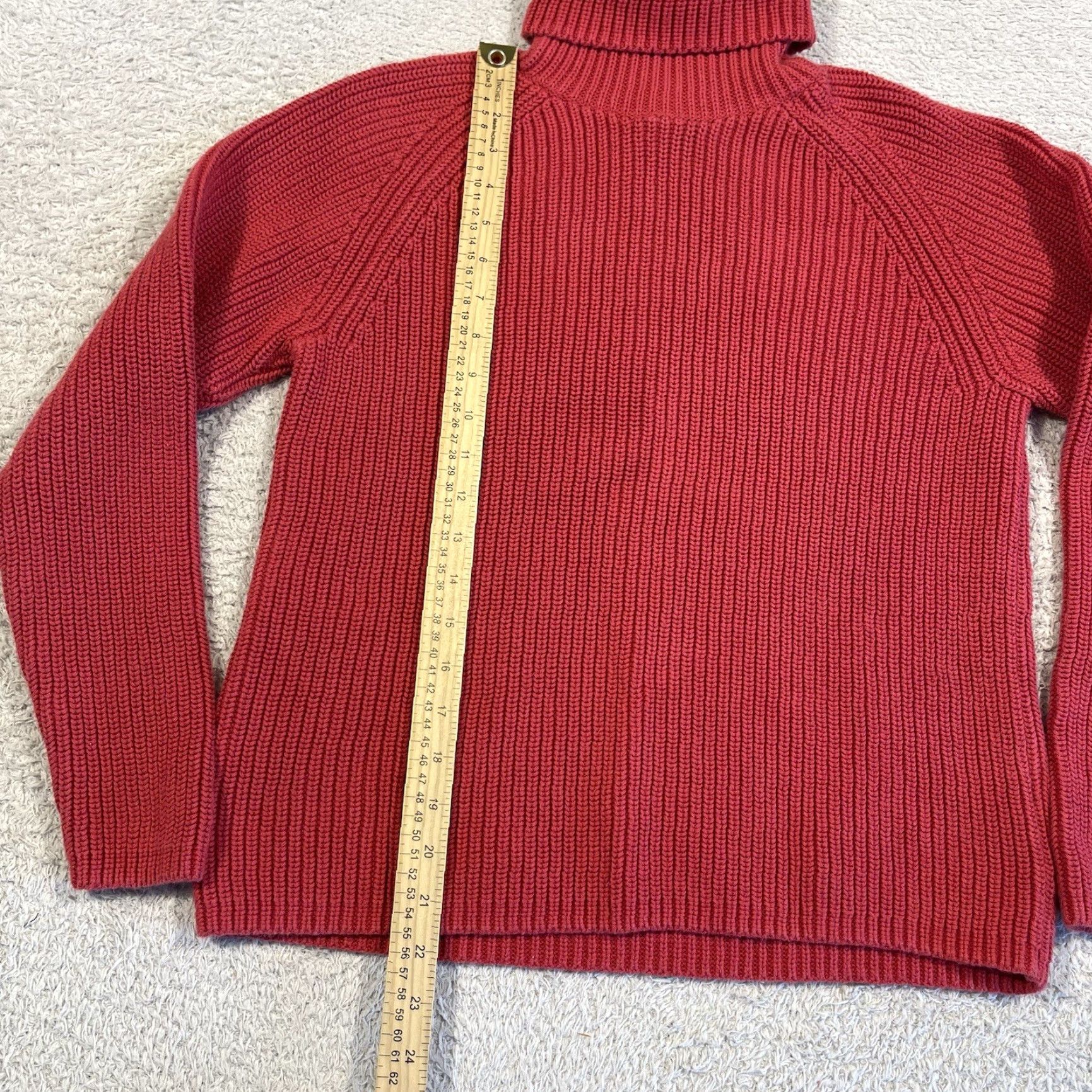 Lands' End VINTAGE Lands' End Sweater Women's Small Red Fisherman Cotton Knit Turtleneck Y2K Size S / US 4 / IT 40 - 7 Thumbnail
