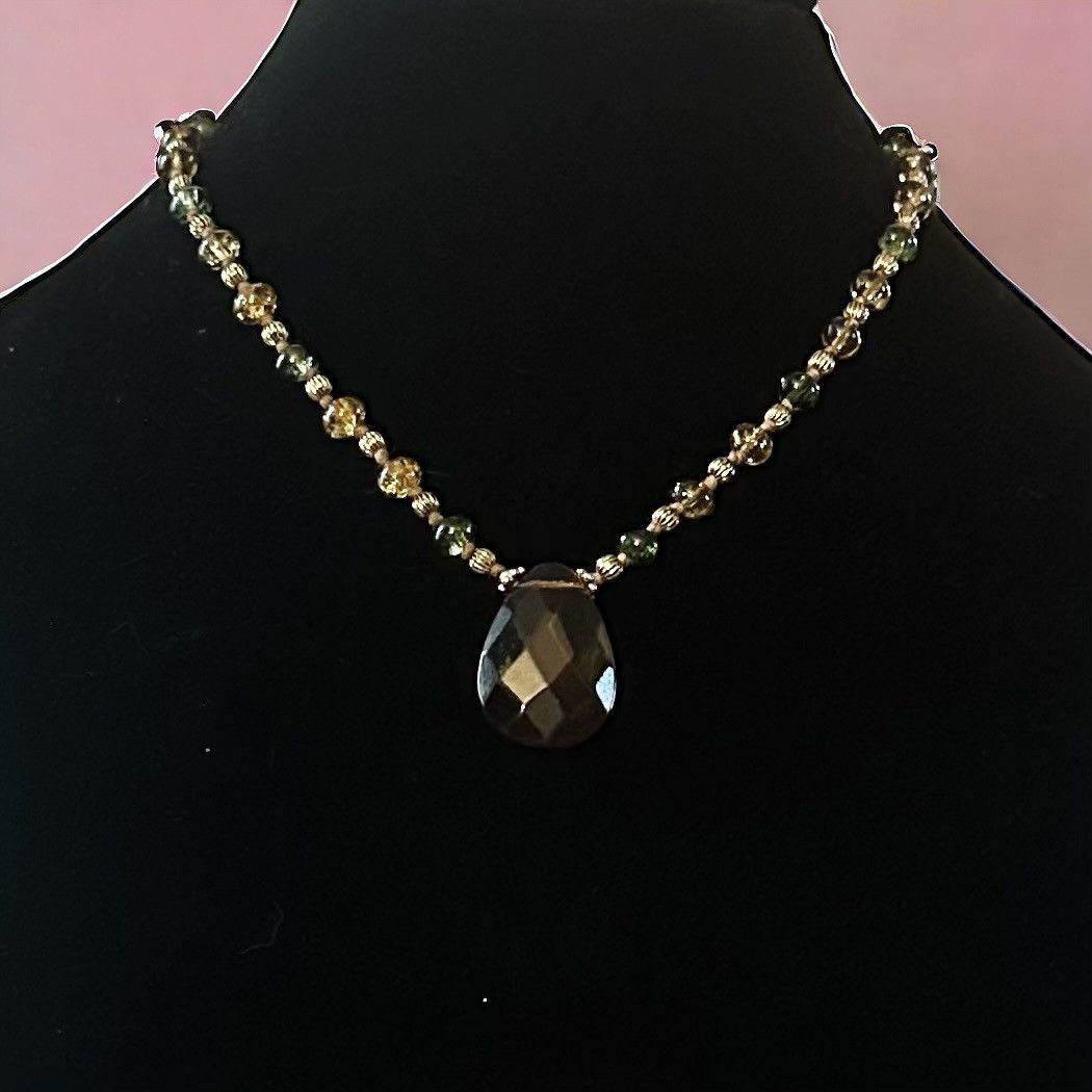 Other Amber and green glass bead pendant necklace Size ONE SIZE - 1 Thumbnail