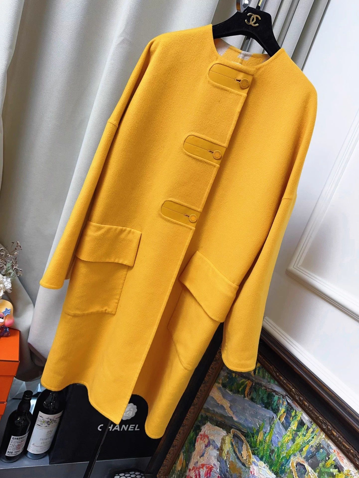 Hermes Hermes Yellow Long Cashmere Coat 36 99 New Size XS / US 0-2 / IT 36-38 - 1 Thumbnail