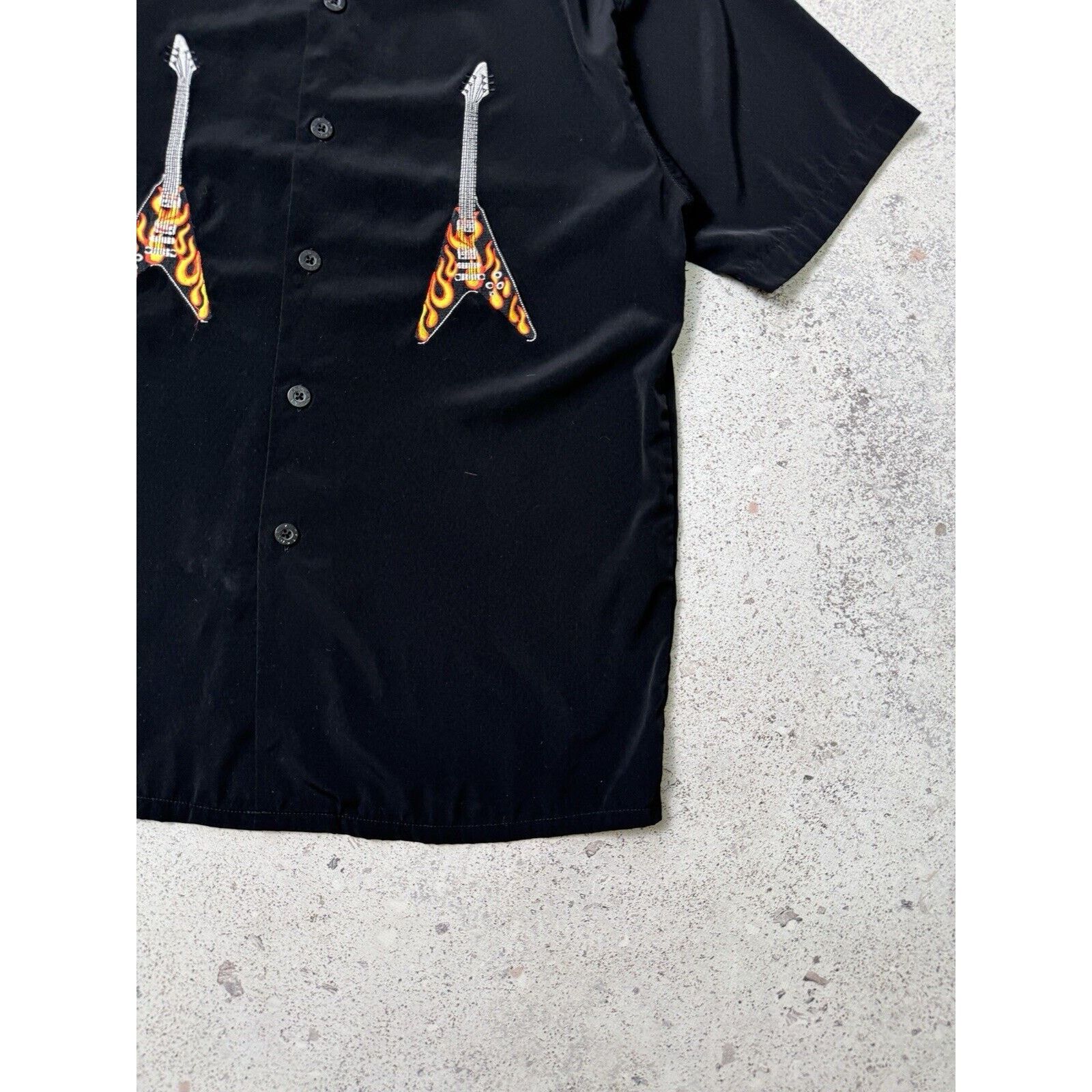 Dragonfly Men Guiltar Rock Short Sleeve Shirt Button Up in Black, Men's — image 5 of 6