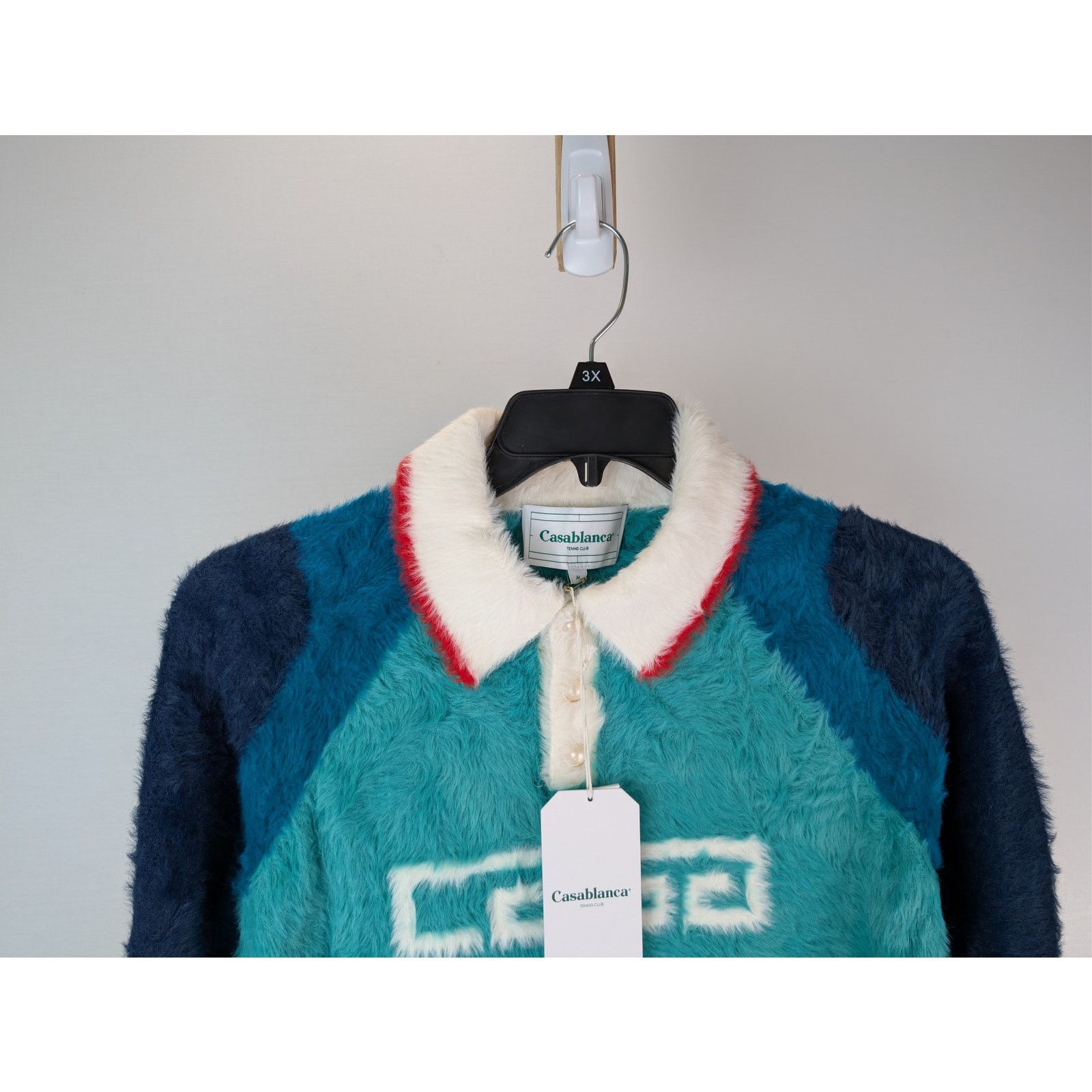 Casablanca o1rshd1 Nylon Sport Fluffy Polo Long Sleeve Shirt in Blue Size US M / EU 48-50 / 2 - 3 Thumbnail