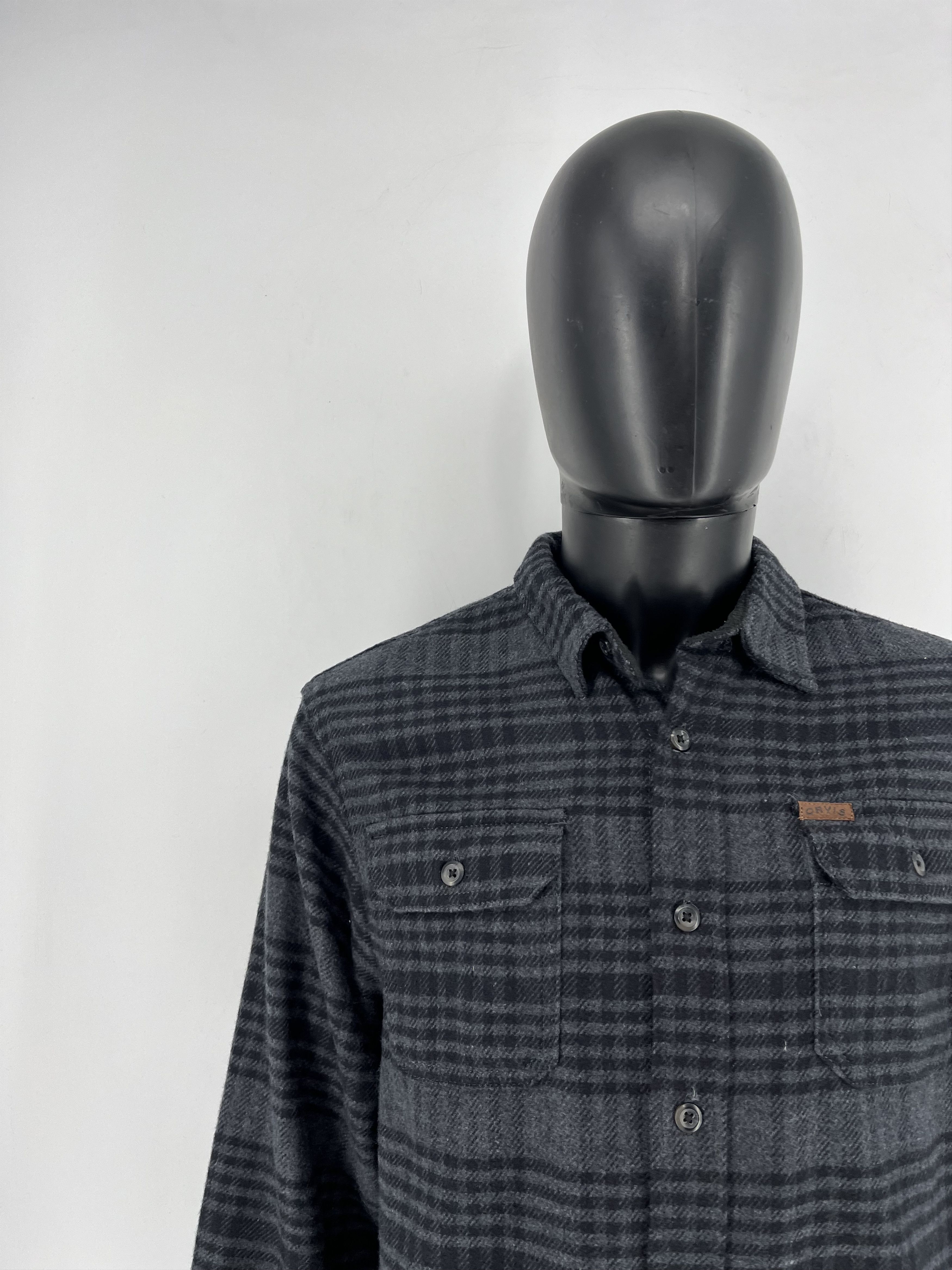 Orvis × Vintage Orvis Thick Flannel Button Front Shirt Grey Plaid Mens M Size US M / EU 48-50 / 2 - 6 Thumbnail