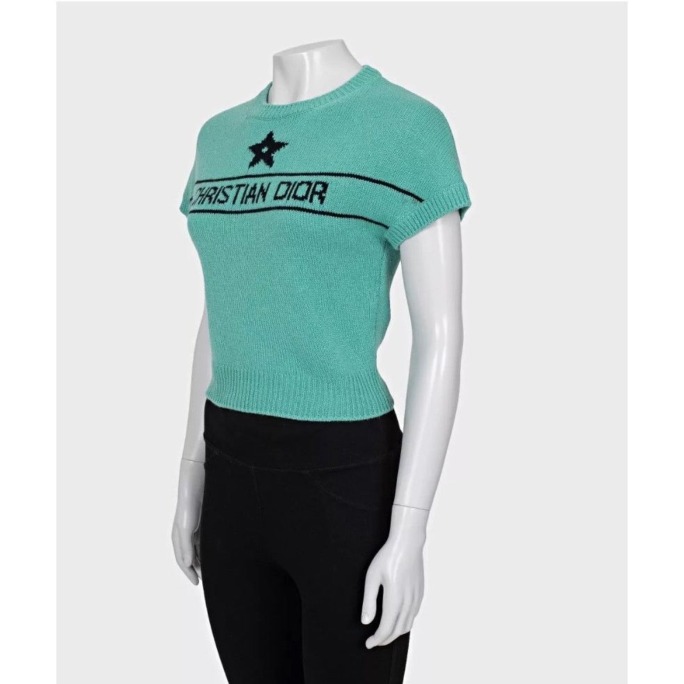 Dior Christian Dior Green Cashmere Signature Top Sz.36/S Size XS / US 0-2 / IT 36-38 - 2 Thumbnail