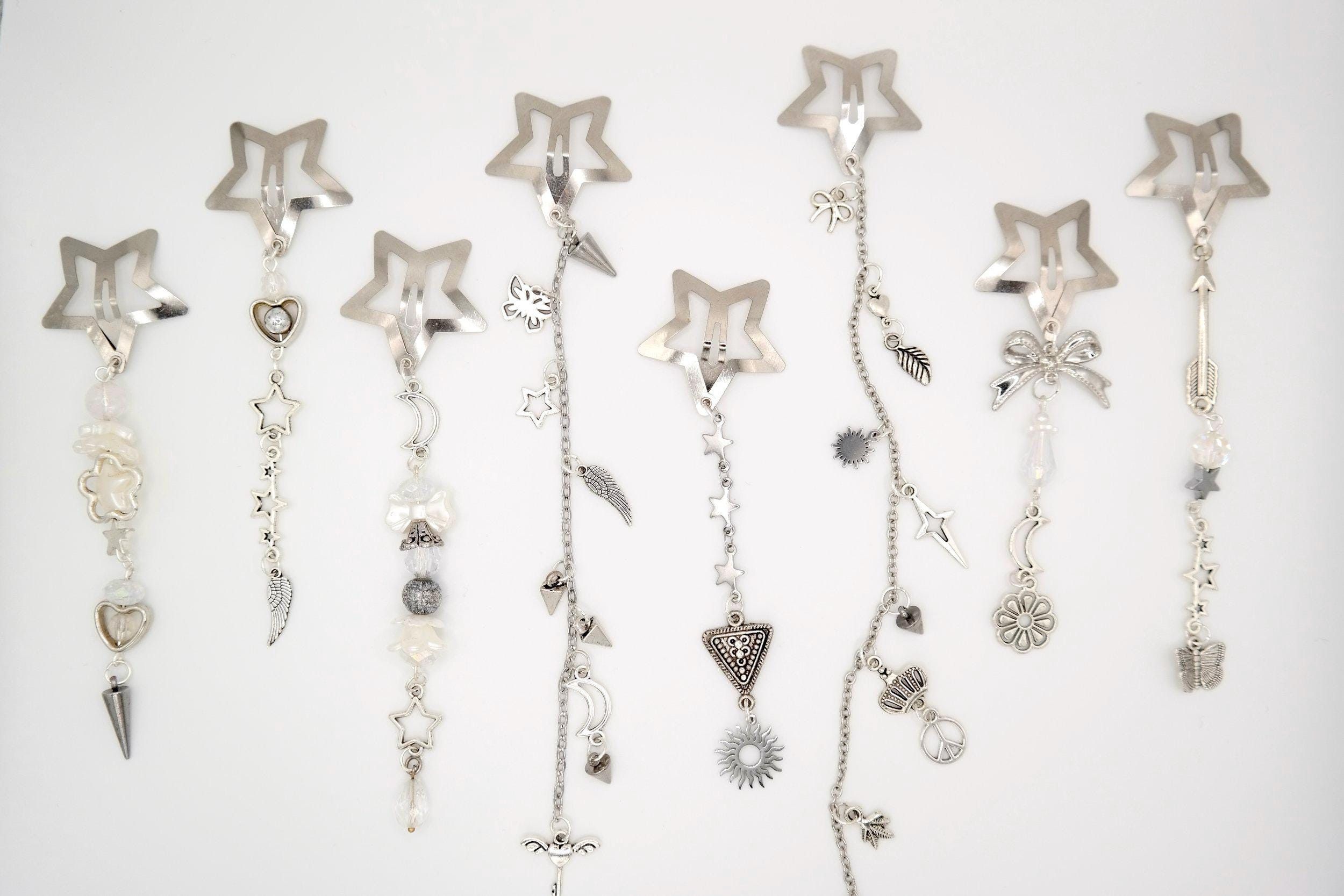 Handmade Silver Star Decorated Hair Clips Size ONE SIZE - 1 Thumbnail