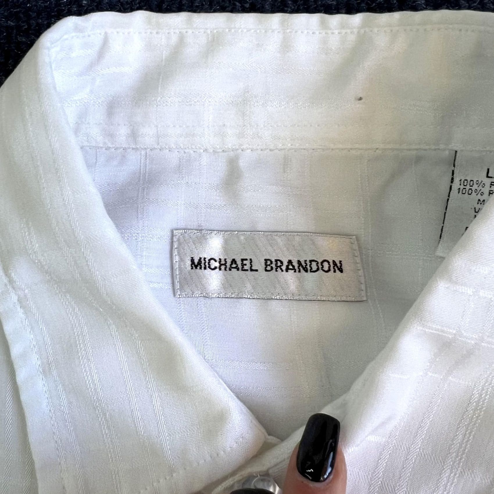 Vintage VINTAGE Michael Brandon Shirt Mens Large White Solid Short Sleeve Button Up Size US L / EU 52-54 / 3 - 3 Thumbnail
