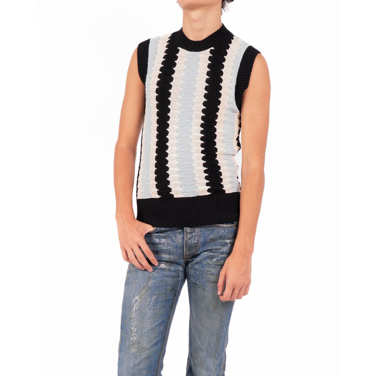 Calvin Klein 205W39NYC SS19 Sleeveless Vest in Multicolor Wool Knit Size US XS / EU 42 / 0 - 5 Thumbnail