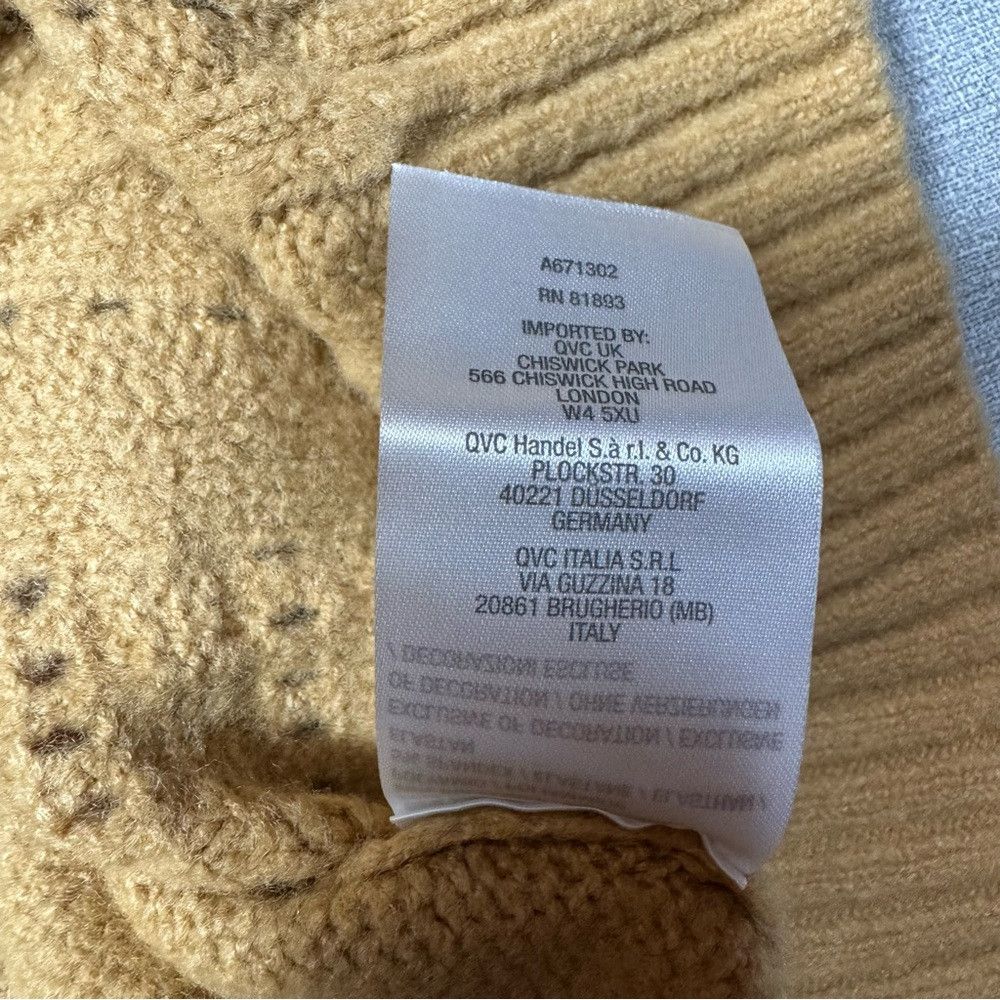 Isaac Mizrahi New Isaac Mizrahi Live! Apres V-Neck Cable Stitch Fawn Swea Size XS / US 0-2 / IT 36-38 - 7 Thumbnail