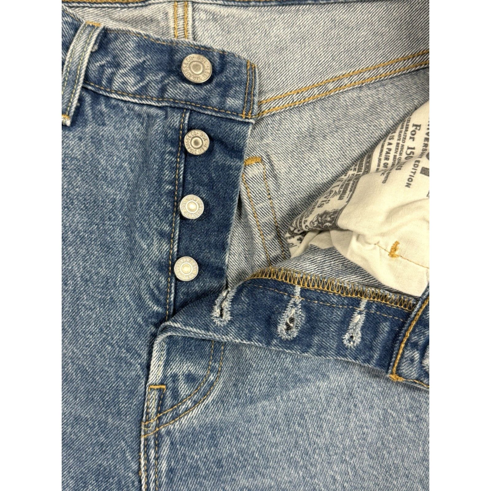 Levi's Levi’s 501 Jeans Womens 30x30 Straight Buttonfly Patch Heart 150th Anniversary Denim Dark Blue Jeans Size 30" / US 8 / IT 44 - 5 Thumbnail