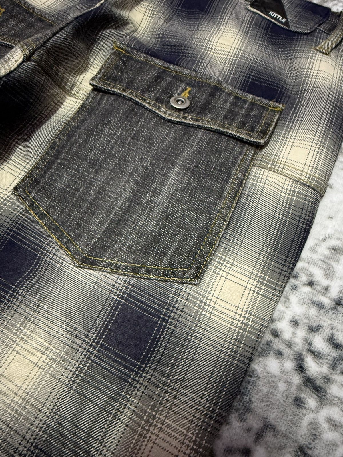 Junya Watanabe Kittle Japan Hybrid Shadow Plaid Overdyed Denim Loose jeans Size US 34 / EU 50 - 9 Thumbnail