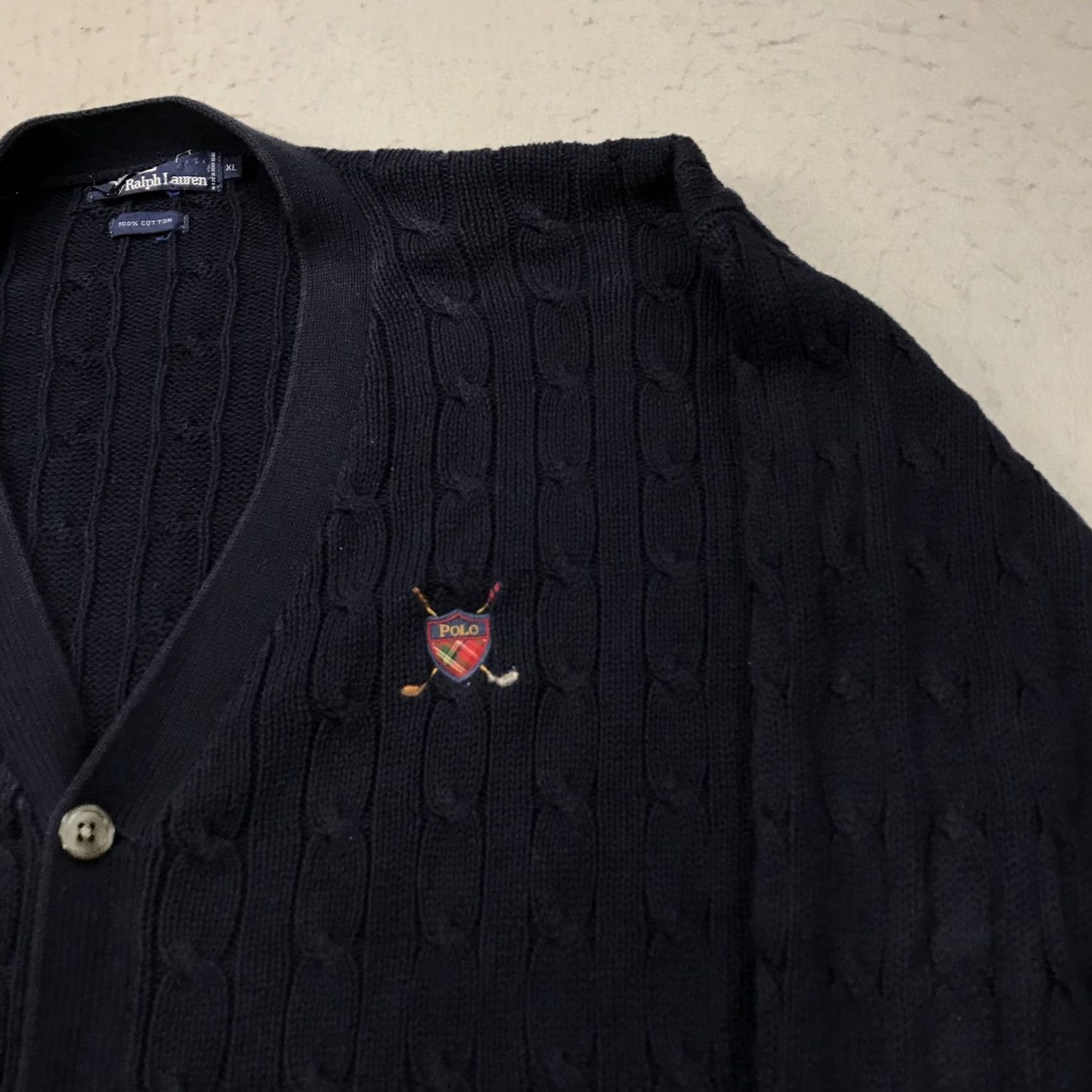 Polo Ralph Lauren VINTAGE Polo Ralph Lauren Sweater Cardigan Mens XL Golf 90s Cable Knit V-Neck Blue Size US XL / EU 56 / 4 - 3 Thumbnail