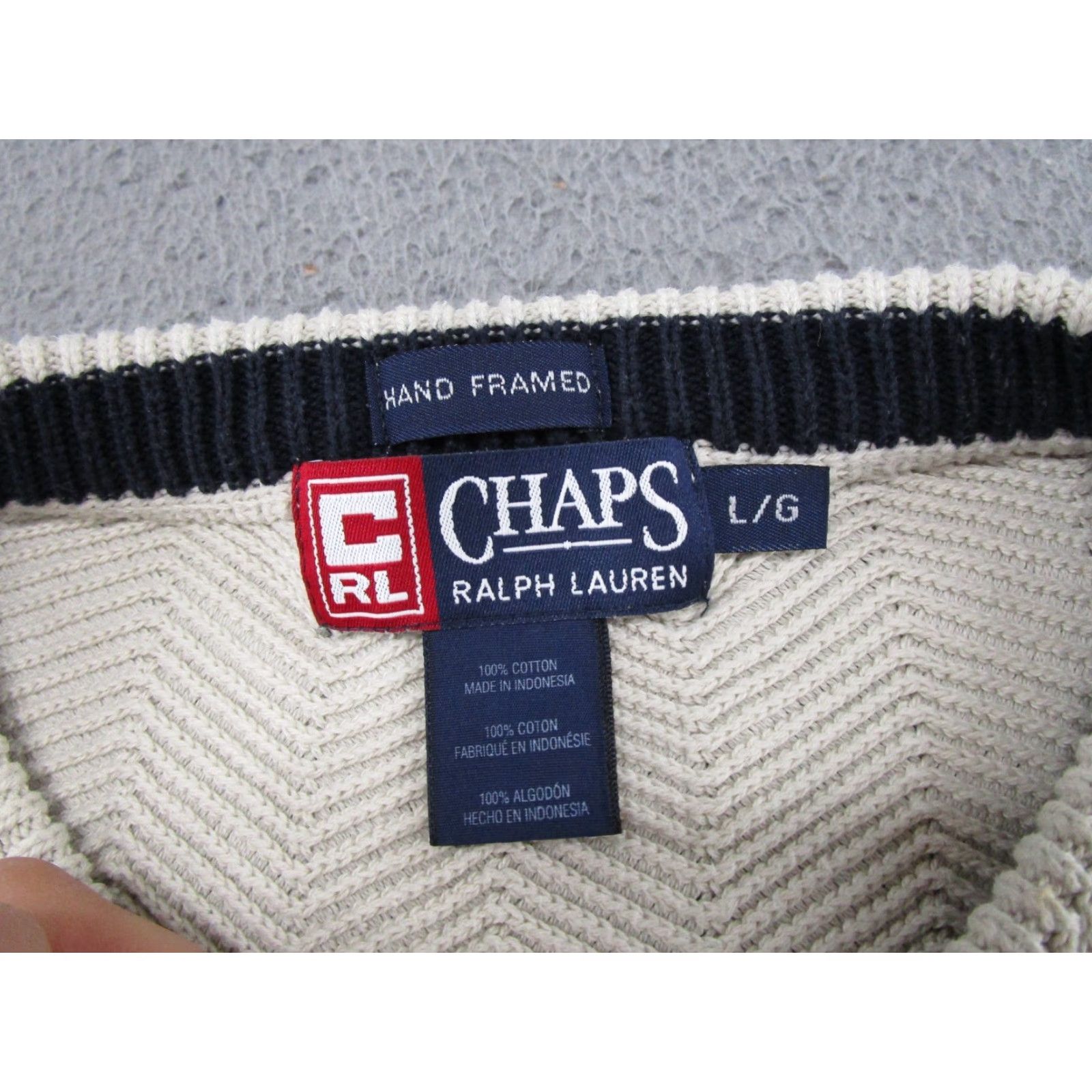 Chaps VTG 90s Ralph Lauren Chaps Knit Sweater Crew Neck Long Sleeve Size L Ivory Cotton Logo Men Pullover Vintage 90s Theme Mens Size US L / EU 52-54 / 3 - 3 Thumbnail