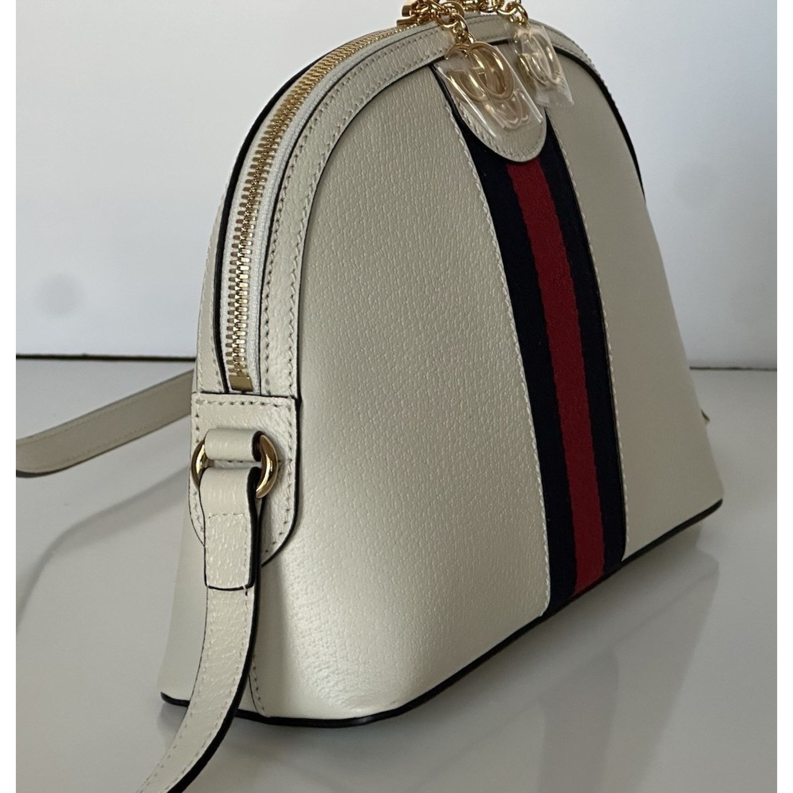 Gucci Gucci Ophidia Leather GG Web White Small Shoulder Bag 719881 Size ONE SIZE - 5 Thumbnail