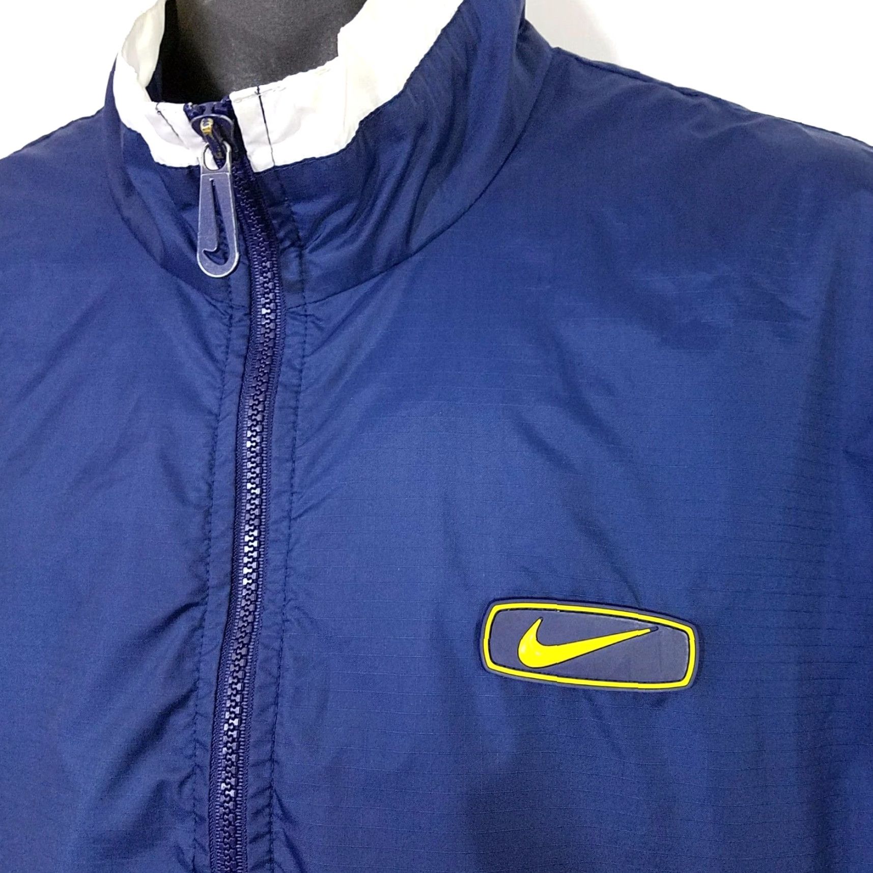 Nike VINTAGE Nike Windbreaker Jacket Mens Size Large 90s Racer Racing Stripe Oversize Blue Zip Size US L / EU 52-54 / 3 - 3 Thumbnail