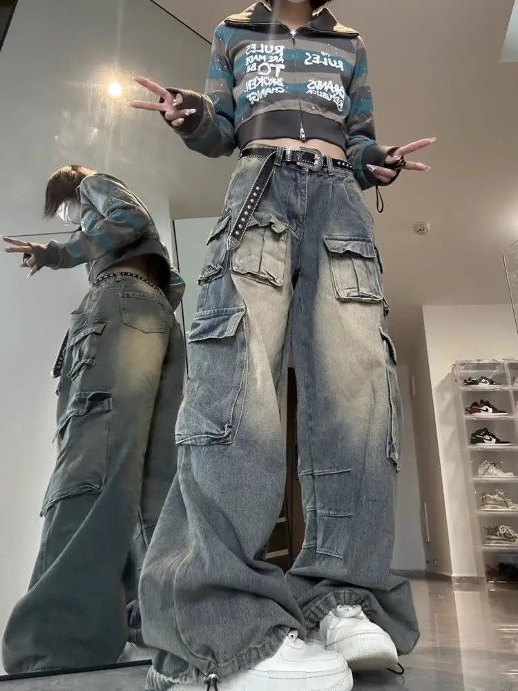 Japanese Brand × Vintage Jean women y2k baggy Multi-pocket design high-street cargo Size 25" / US 0 / IT 36 - 1 Thumbnail