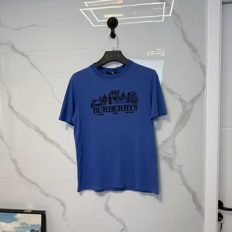 Burberry Burberry Logo Blue Cotton Short Sleeve T-Shirt Size US S / EU 44-46 / 1 - 1 Thumbnail