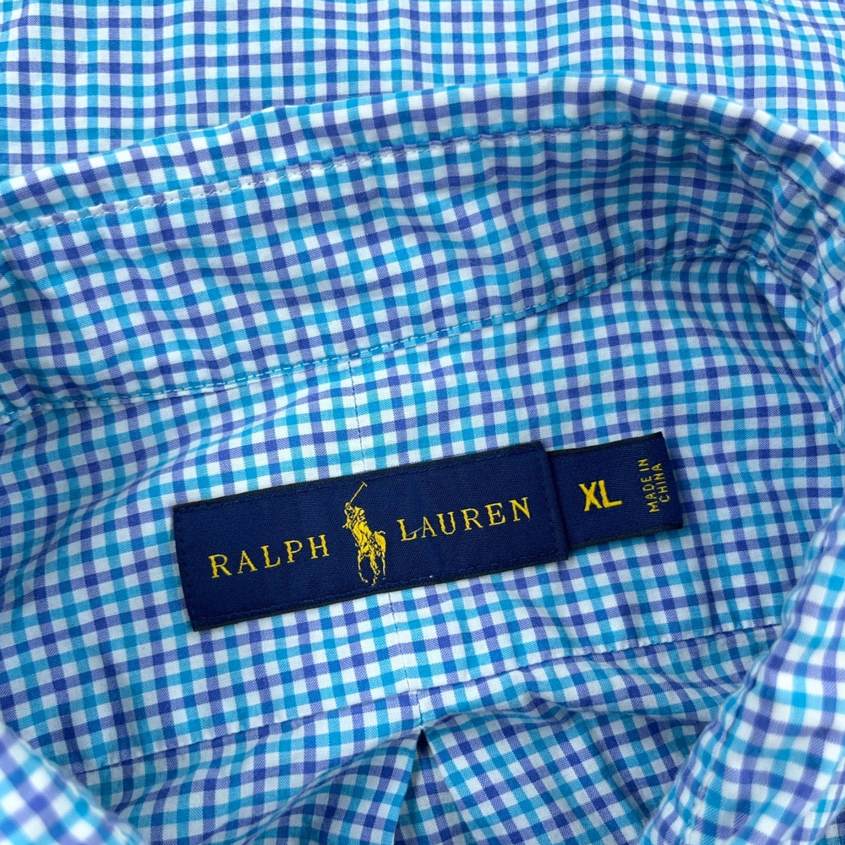 Ralph Lauren Ralph Lauren Shirt Men XL Blue Purple Button Up Tattersall Plaid Poplin Dress LS Size 46R - 6 Thumbnail