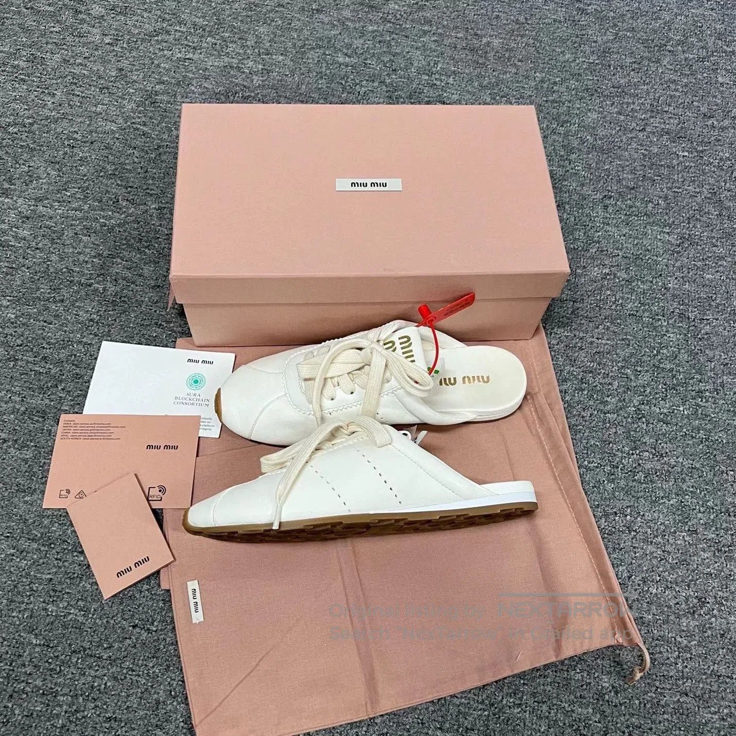Miu Miu MiuMiu Plume White Mule Training Shoes. Size US 7 / IT 37 - 1 Thumbnail