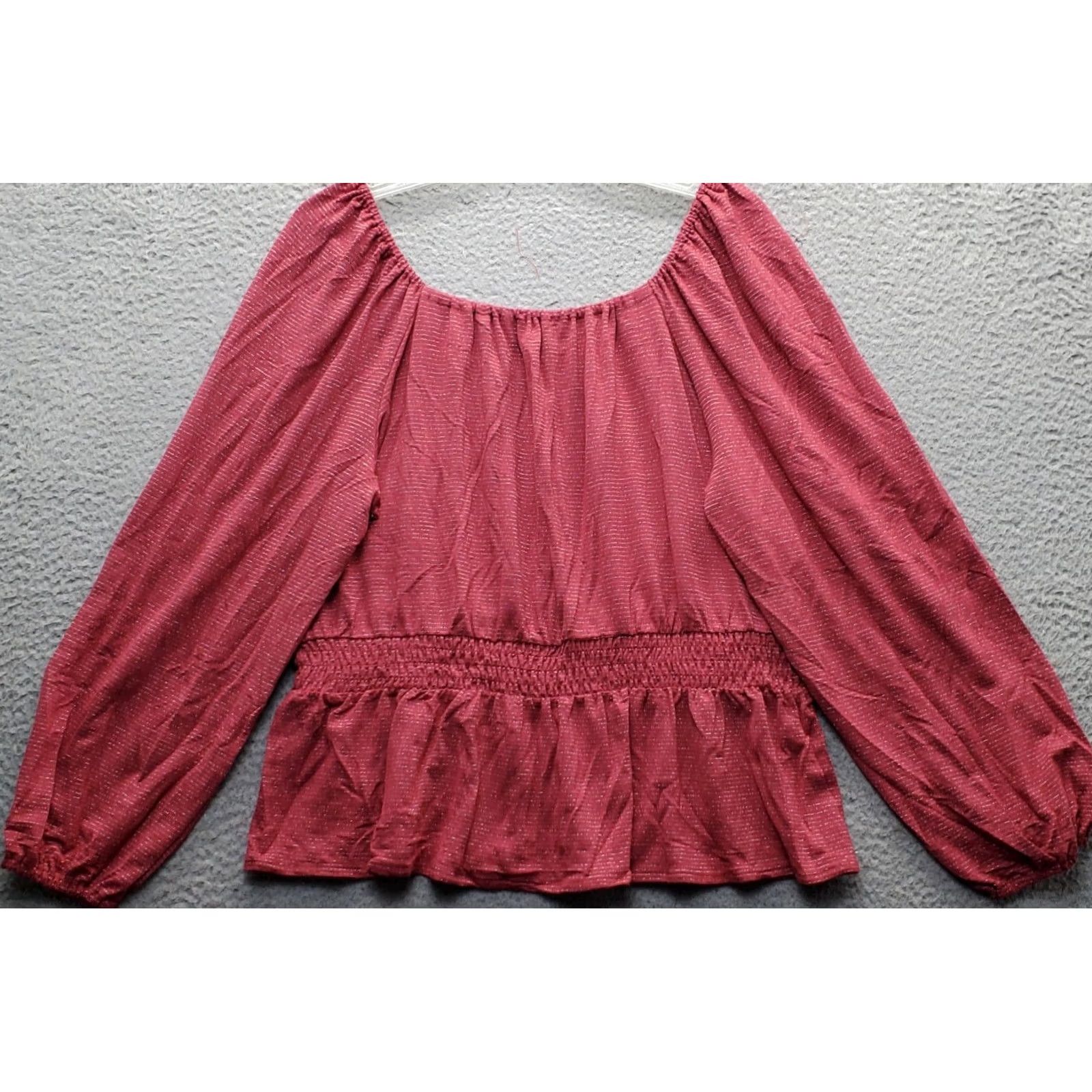 Vintage LC Lauren Conrad Blouse Top Womens XL Mult-striped Peplum-Hem Smocked Waist Shirt Size XL / US 12-14 / IT 48-50 - 2 Thumbnail
