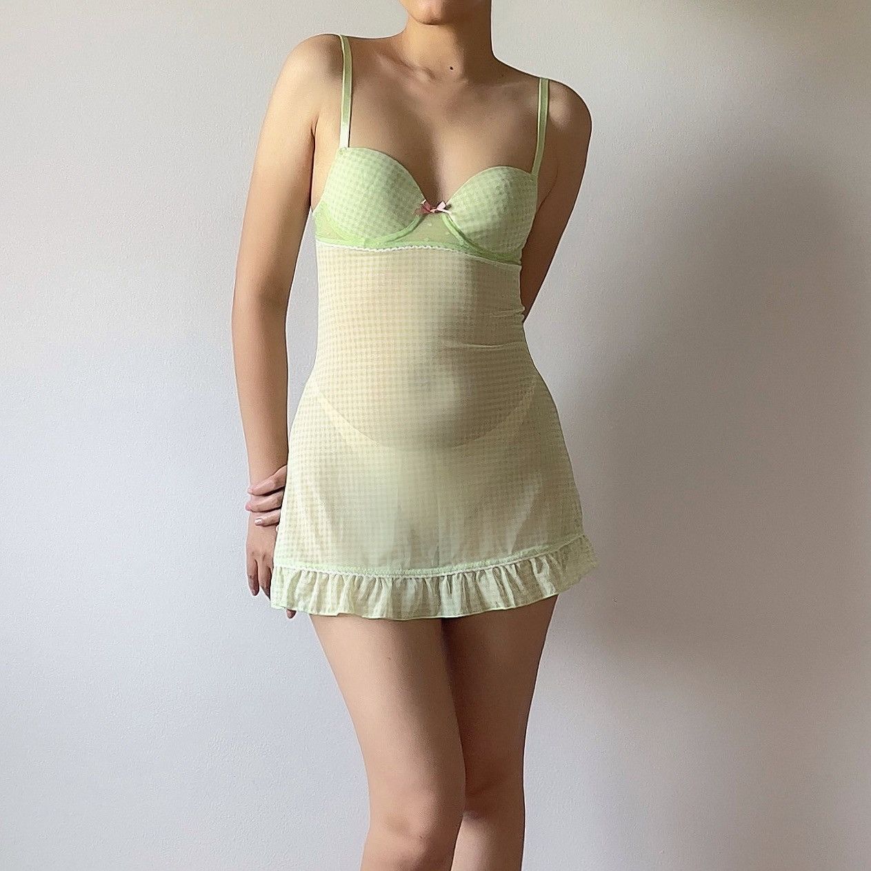 Other Rampage Green Plaid Mesh Mini Dress (XS-S) Size S / US 4 / IT 40 - 6 Thumbnail