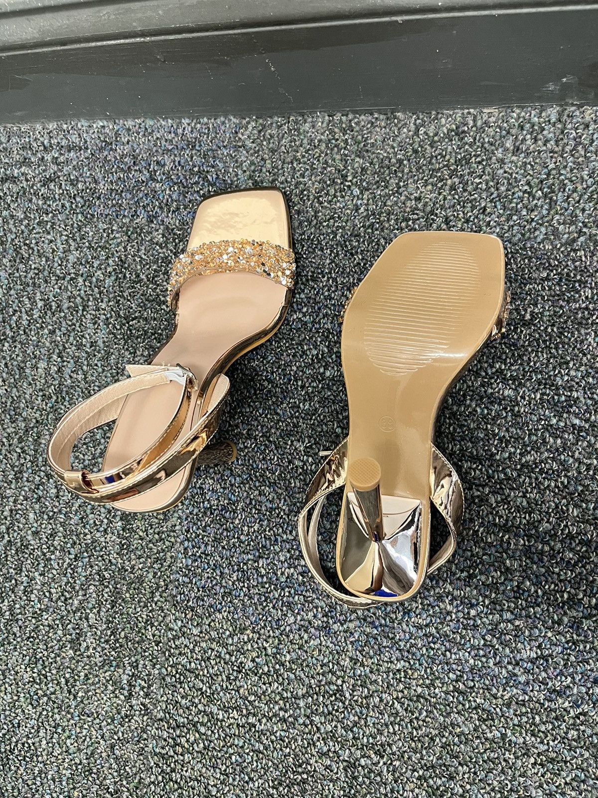 Other Champagne women’s high heel sandals with square toe Size US 7.5 / IT 37.5 - 4 Thumbnail